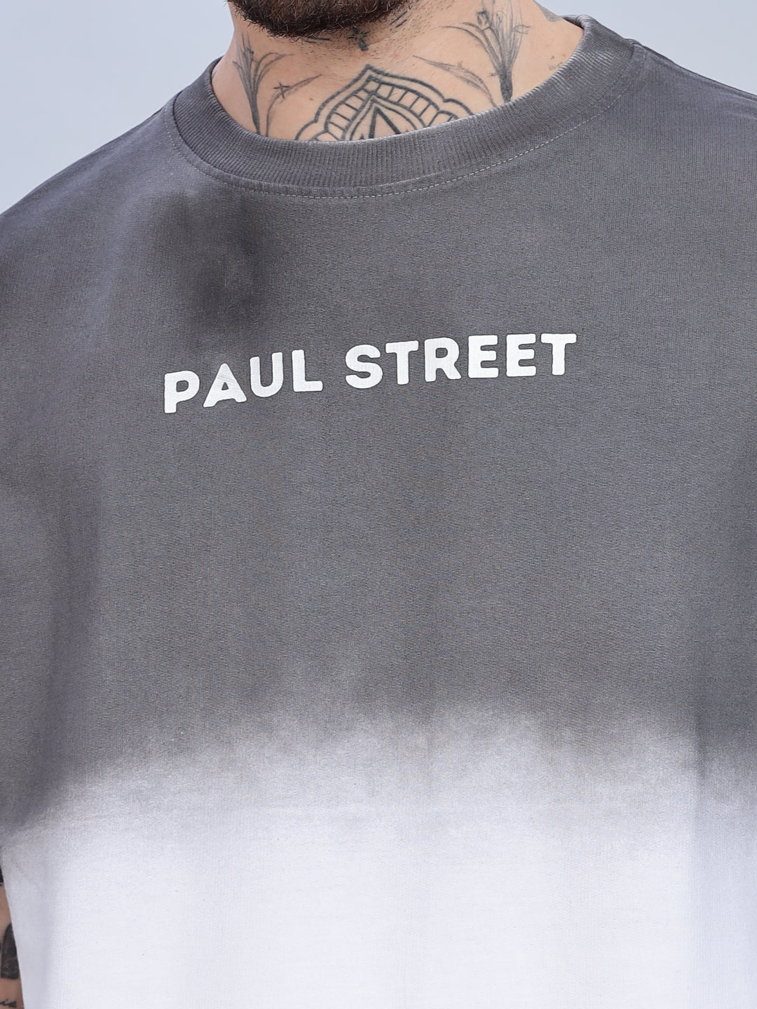 Men Half Hue Oversized Grey T-Shirt