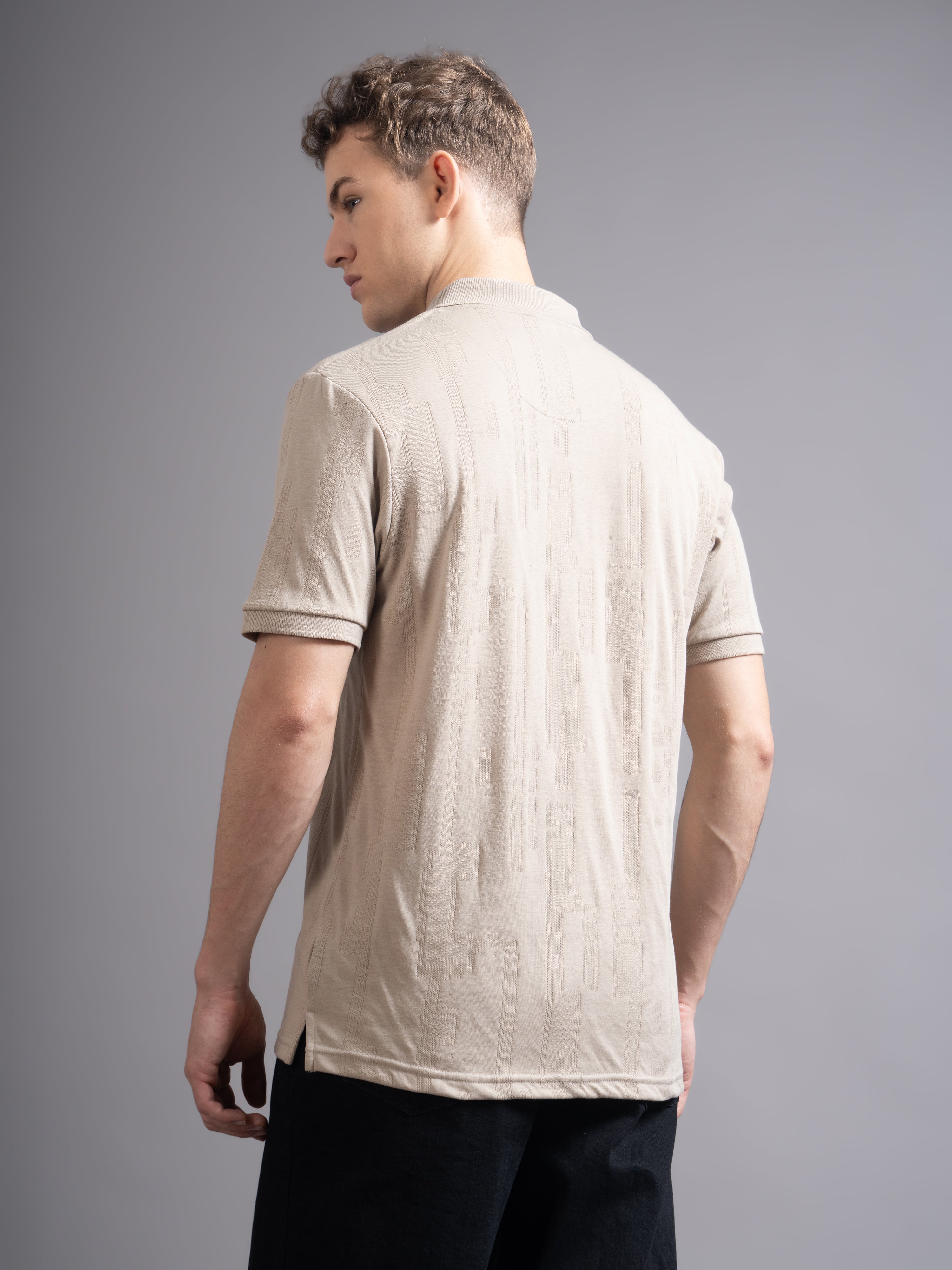 Men Ascot Biege Polo T-Shirt