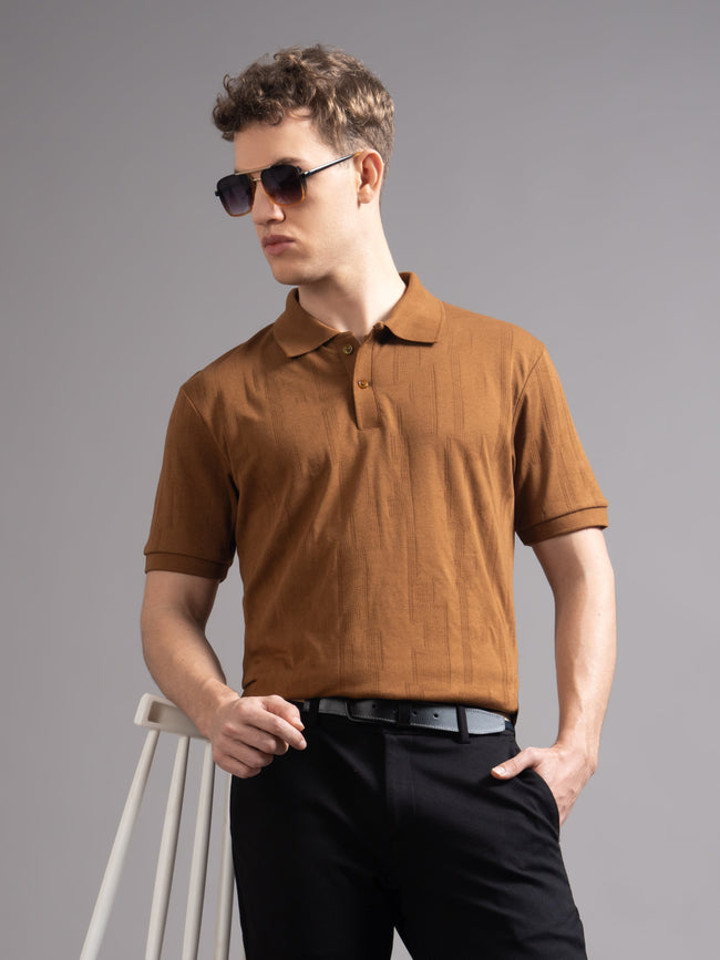 Men Ascot Brown Polo T-Shirt