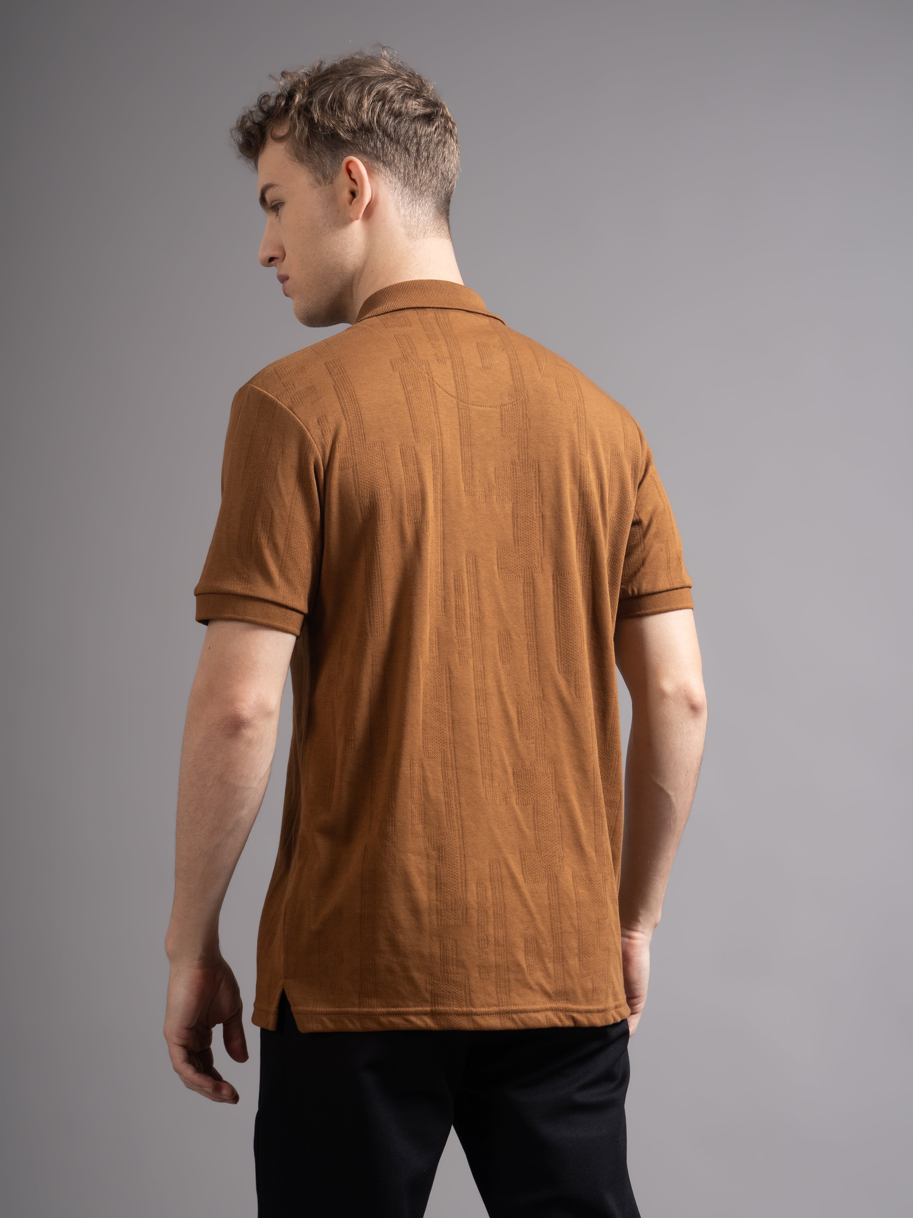 Men Ascot Brown Polo T-Shirt