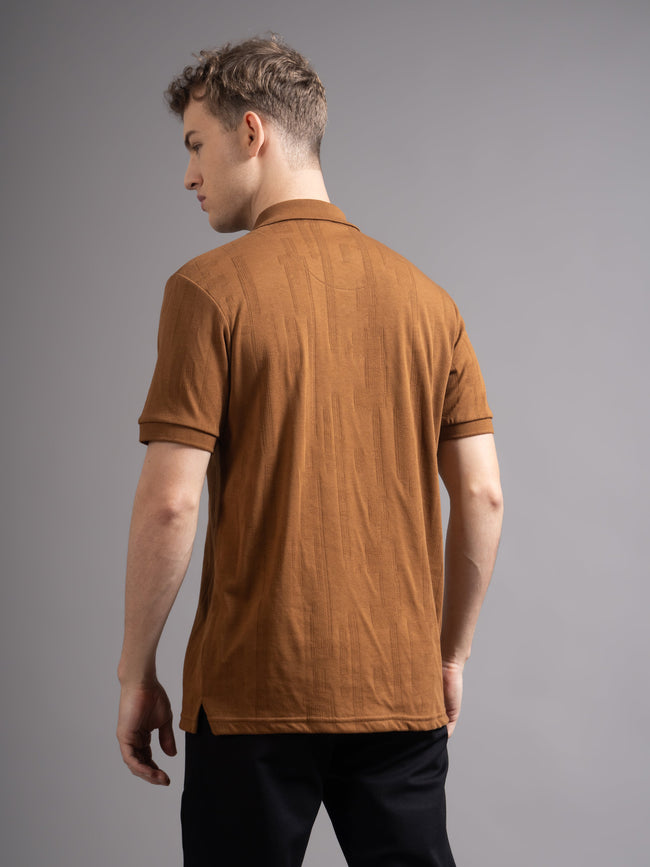 Men Ascot Brown Polo T-Shirt
