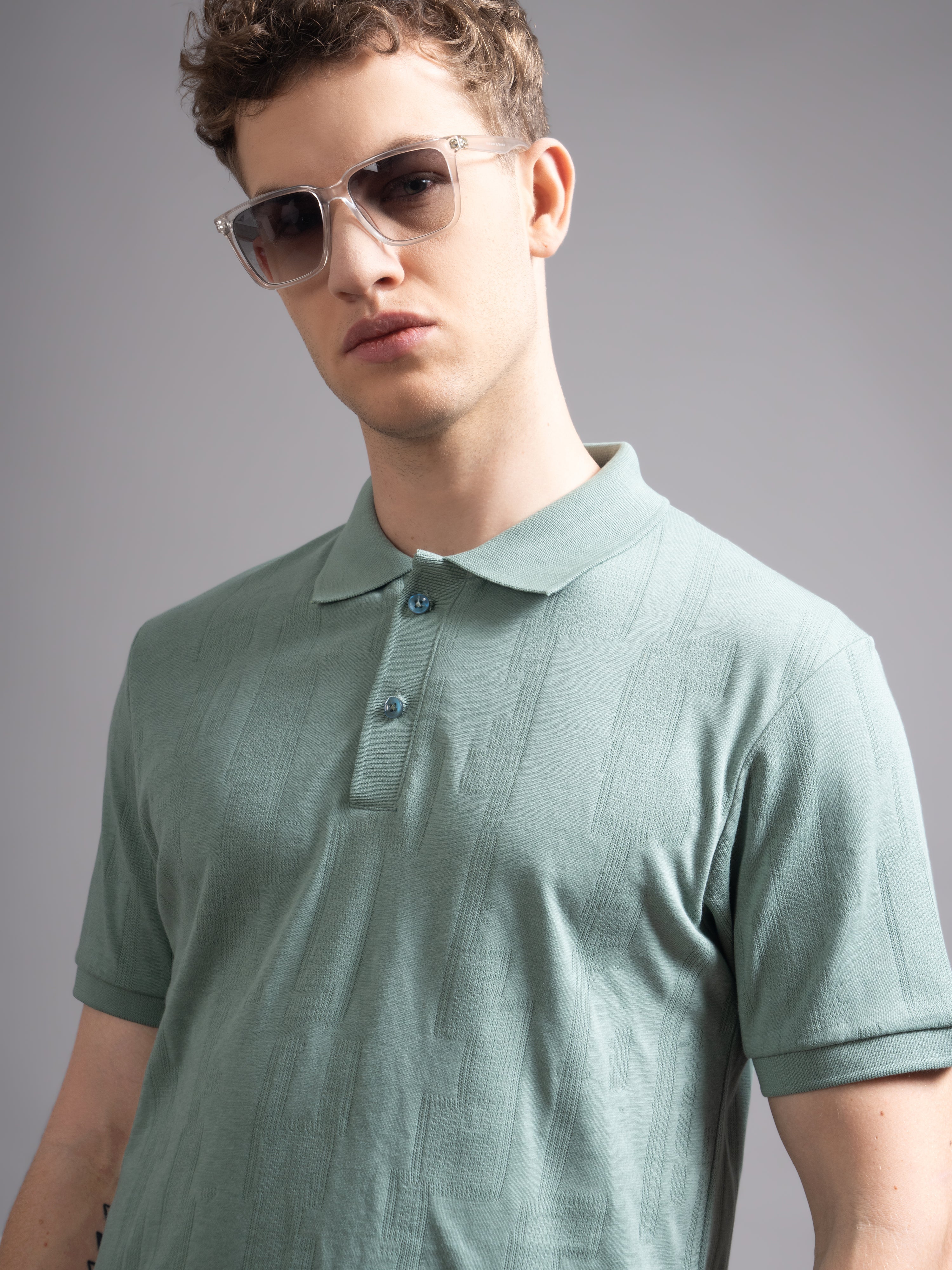 Men Ascot Green Polo T-Shirt