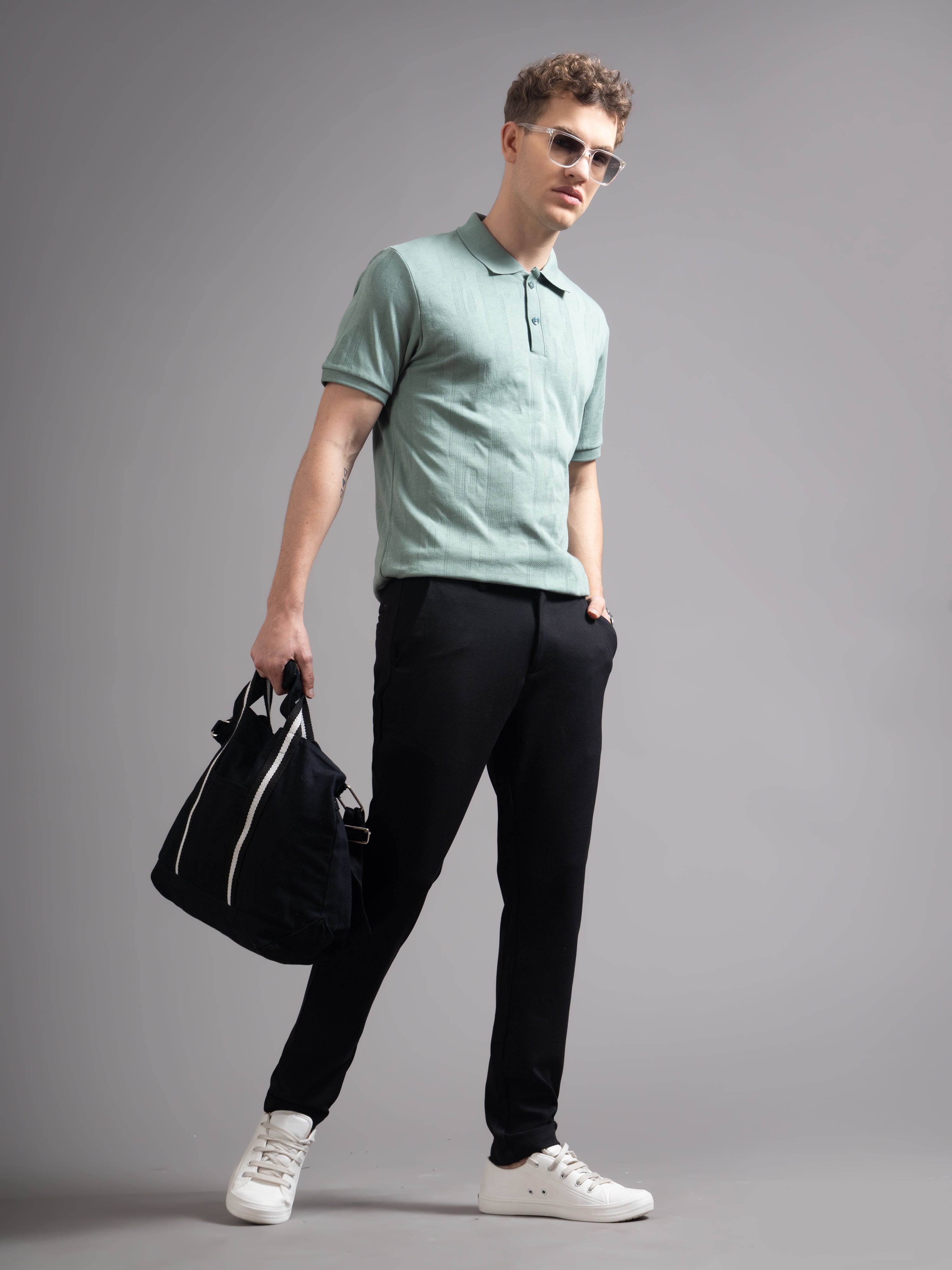 Men Ascot Green Polo T-Shirt