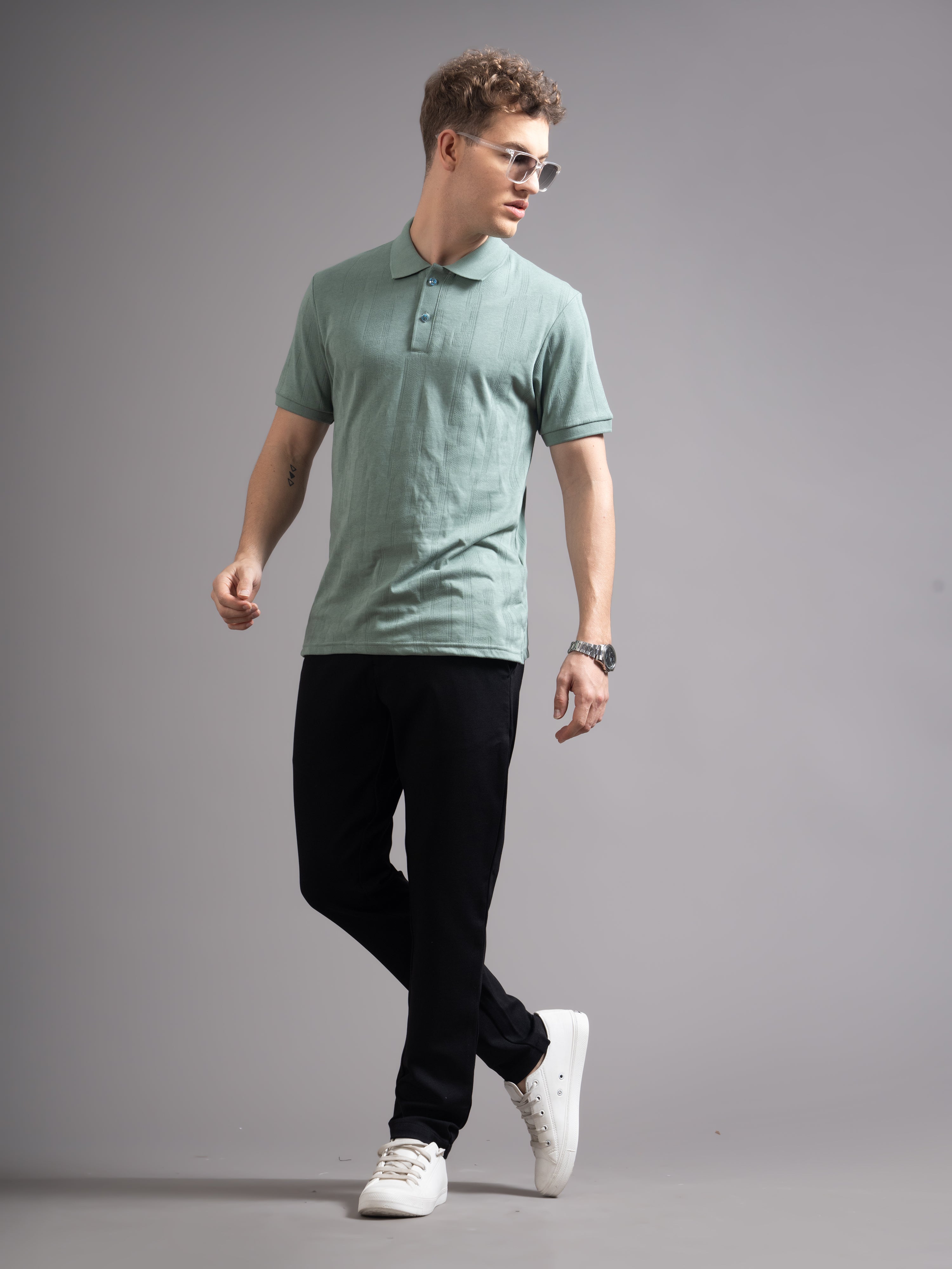Men Ascot Green Polo T-Shirt