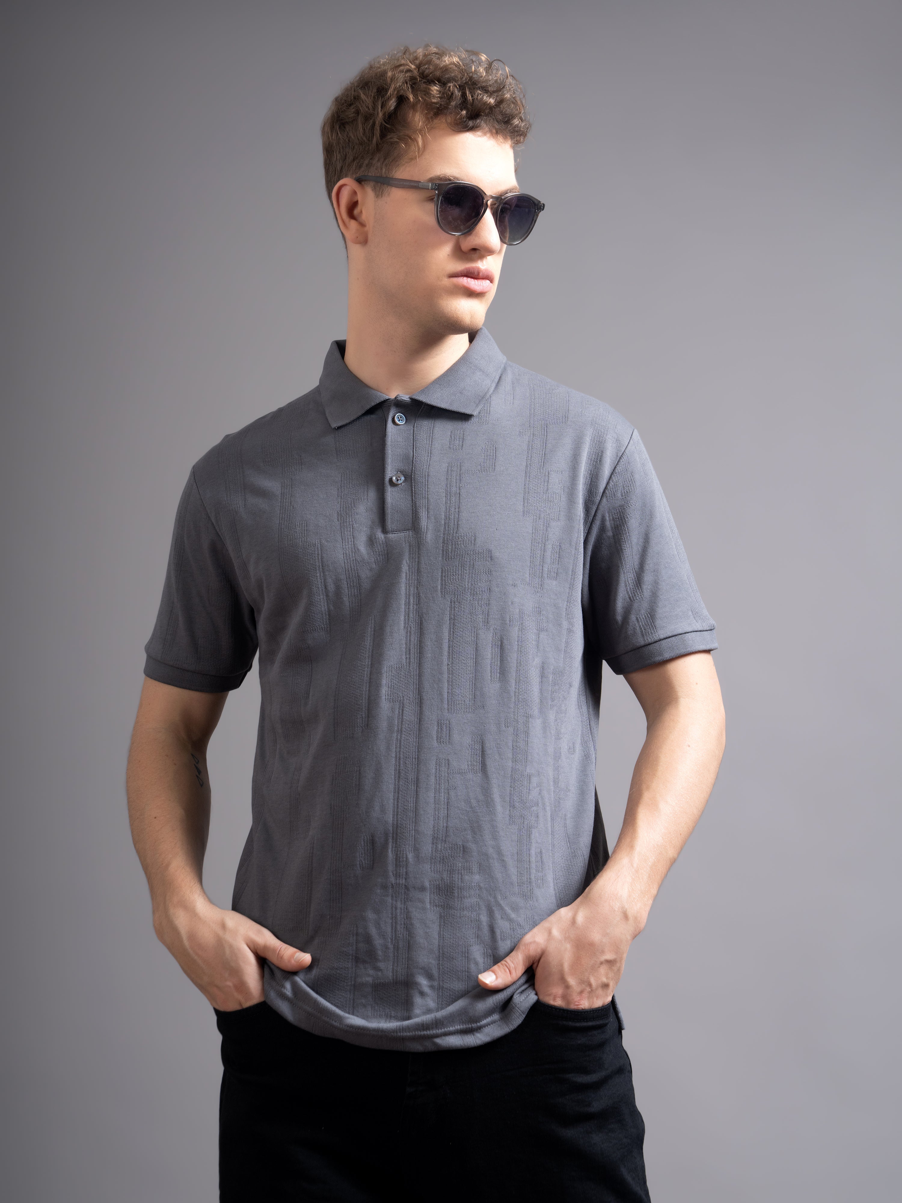 Men Ascot Grey Polo T-Shirt