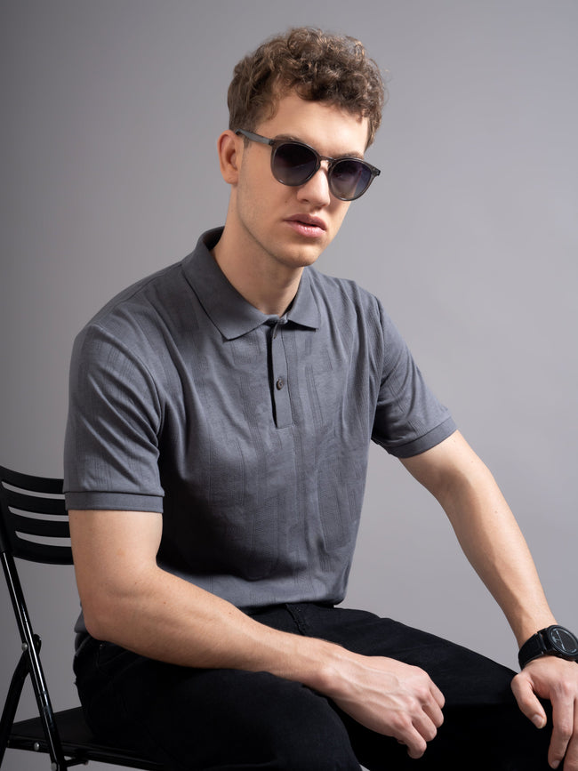 Men Ascot Grey Polo T-Shirt
