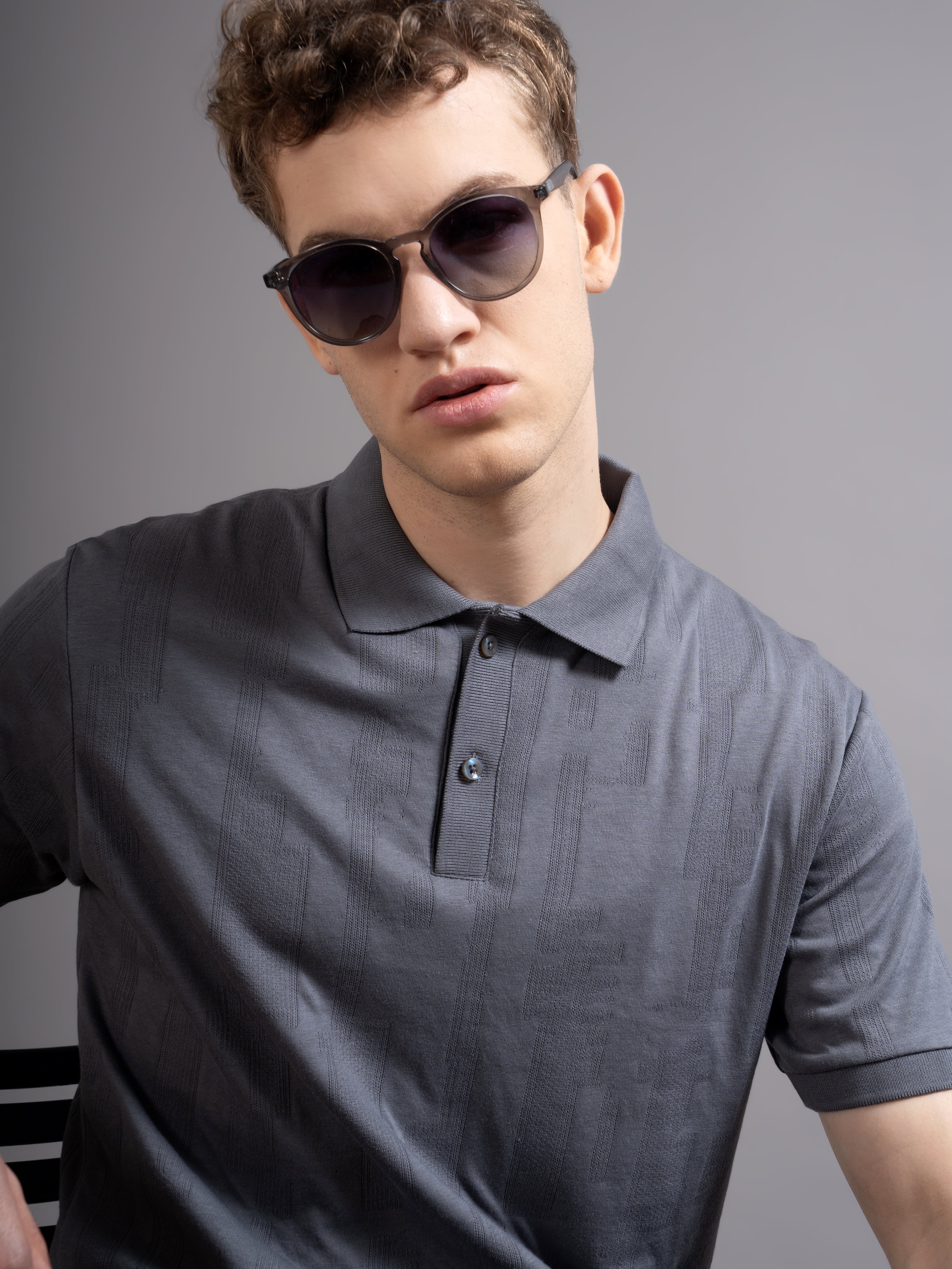 Men Ascot Grey Polo T-Shirt