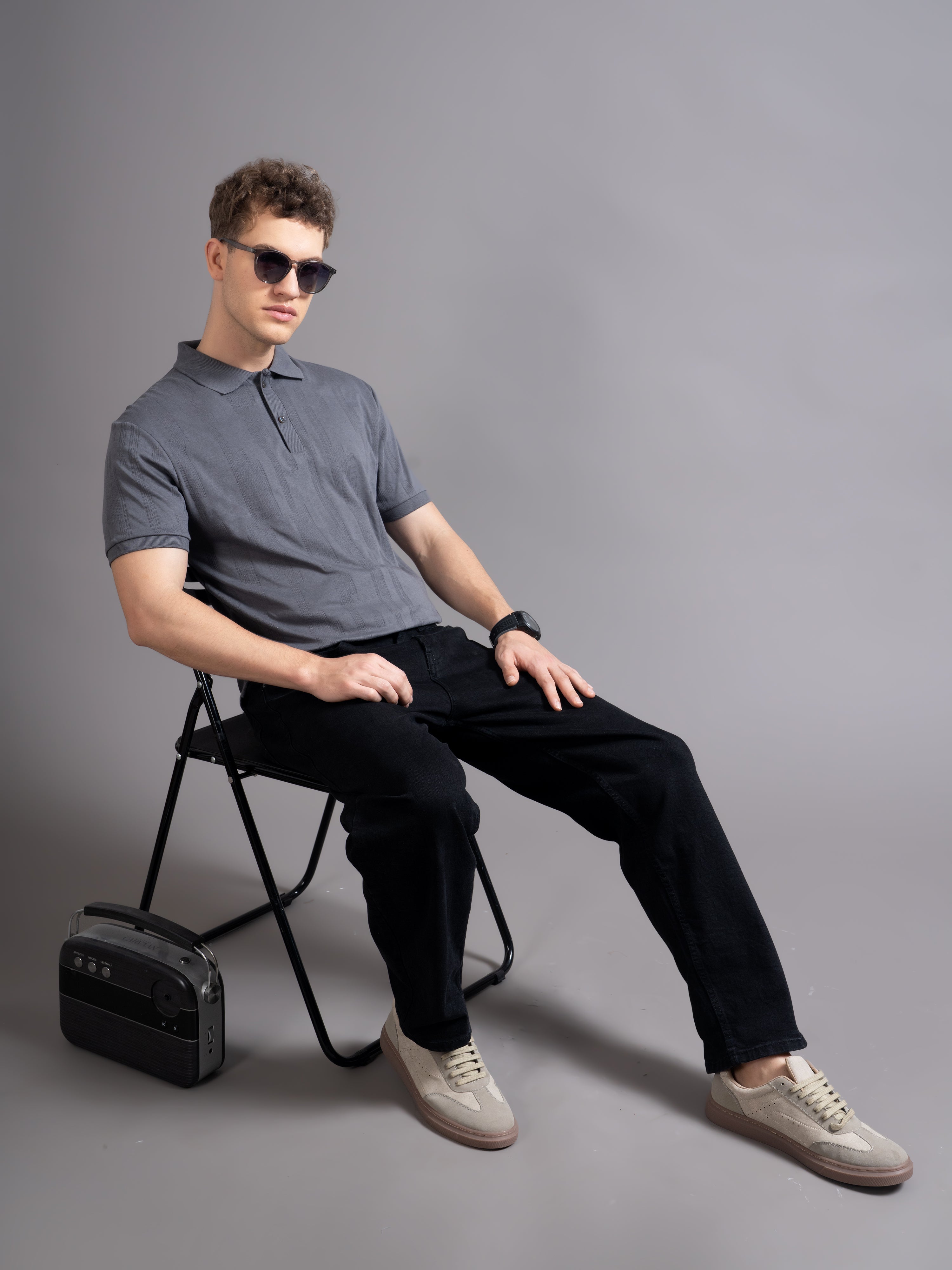 Men Ascot Grey Polo T-Shirt