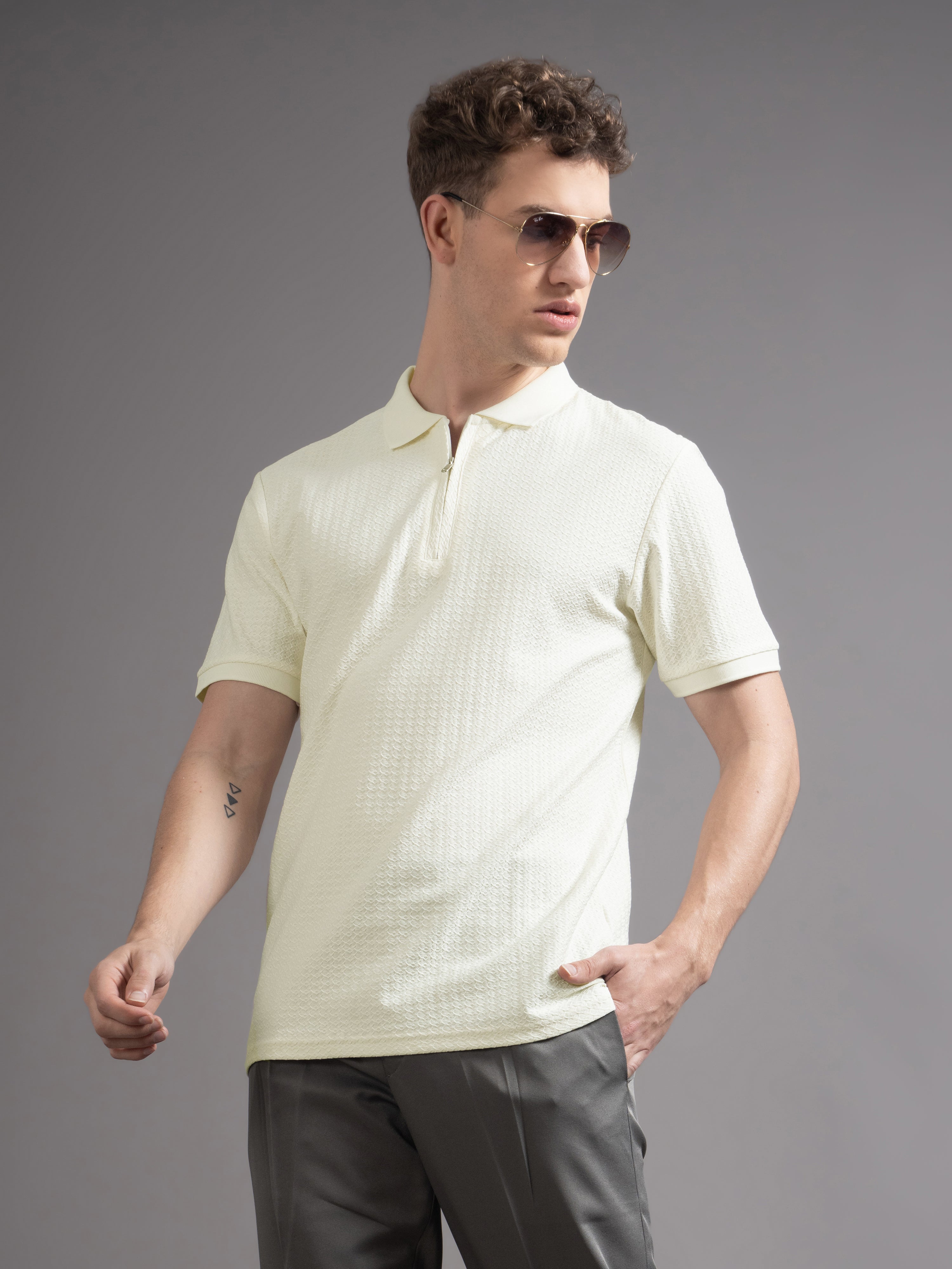 Men Aspen Beige Polo T-Shirt