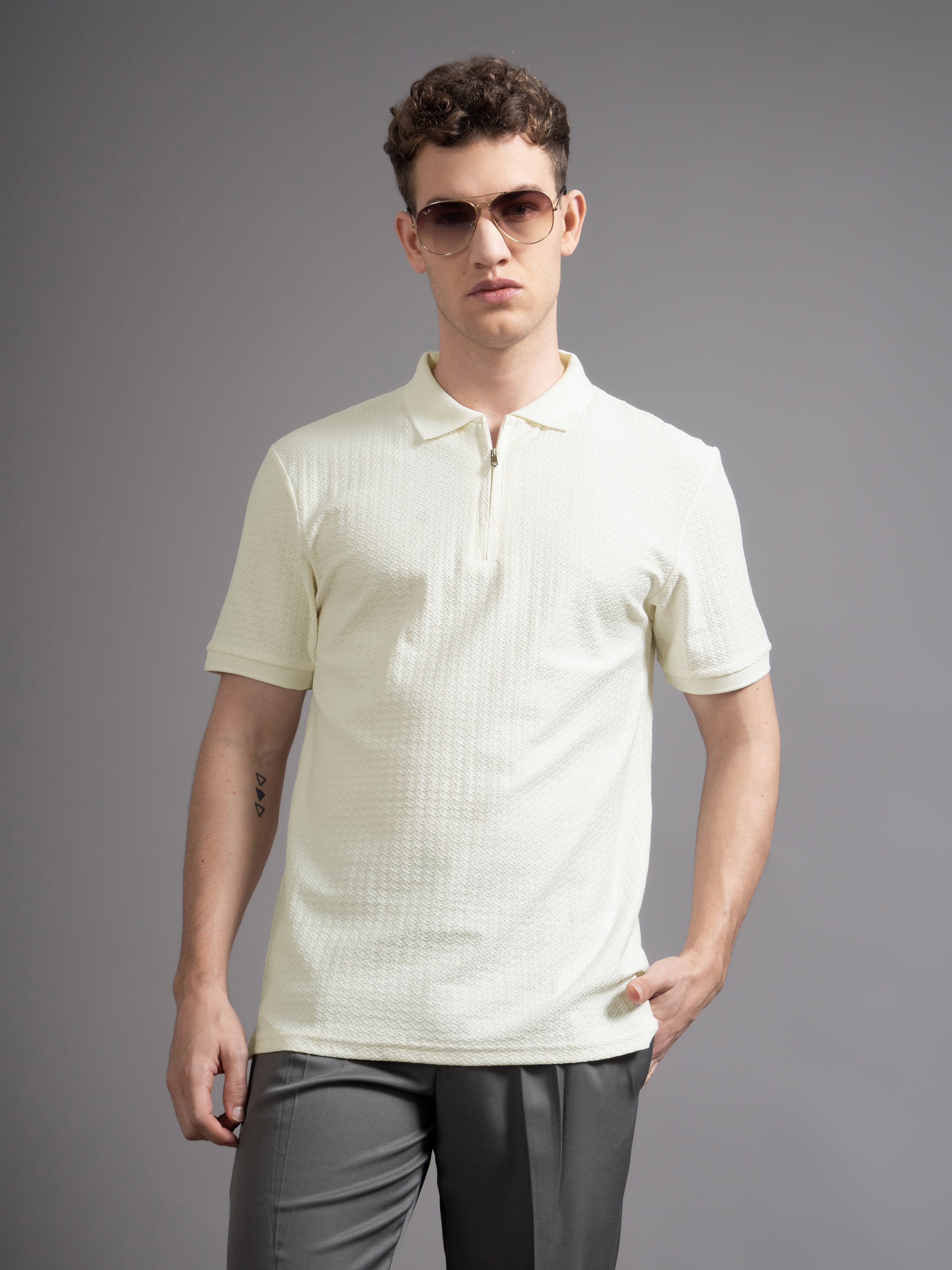 Men Aspen Beige Polo T-Shirt