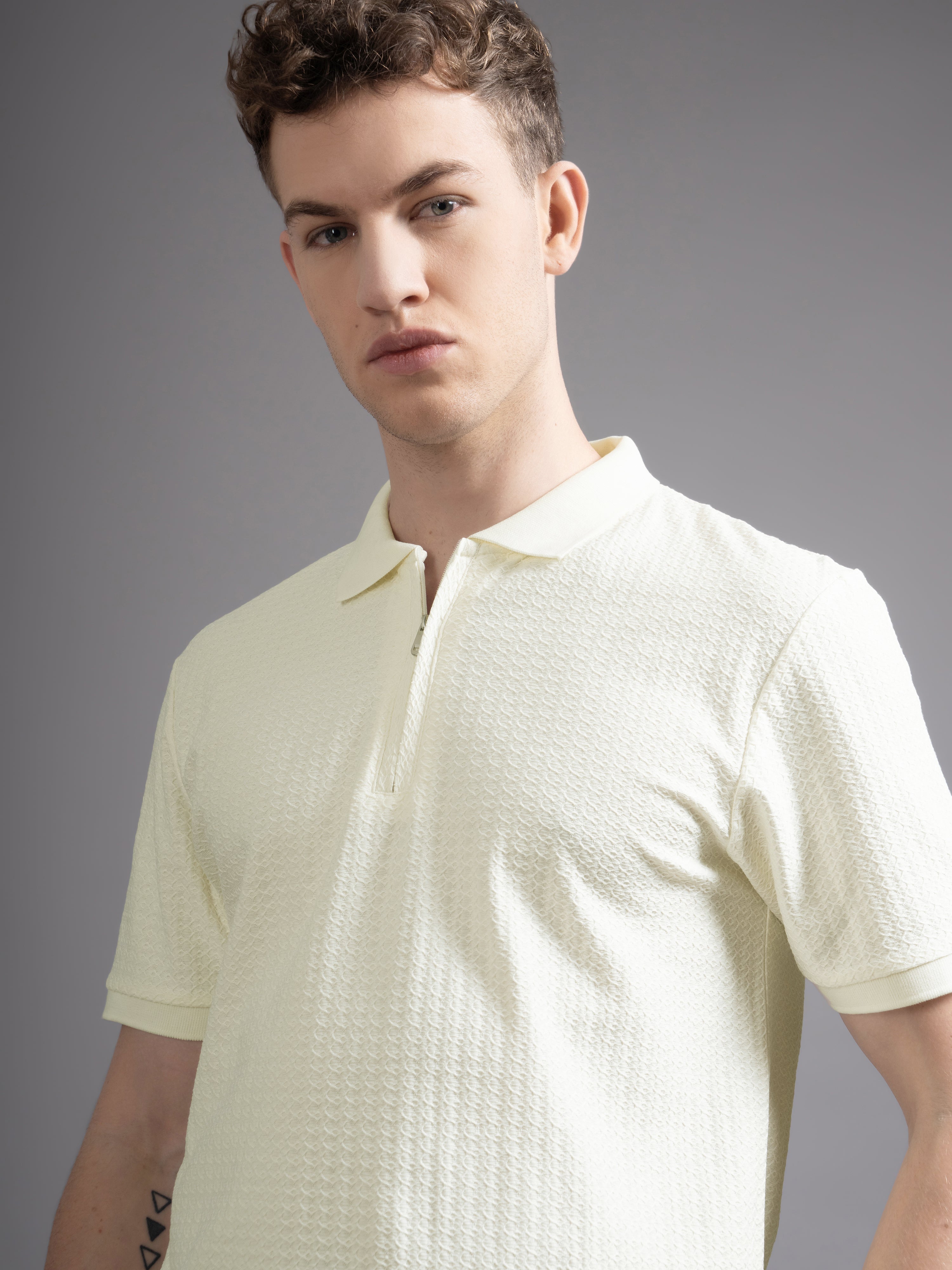 Men Aspen Beige Polo T-Shirt