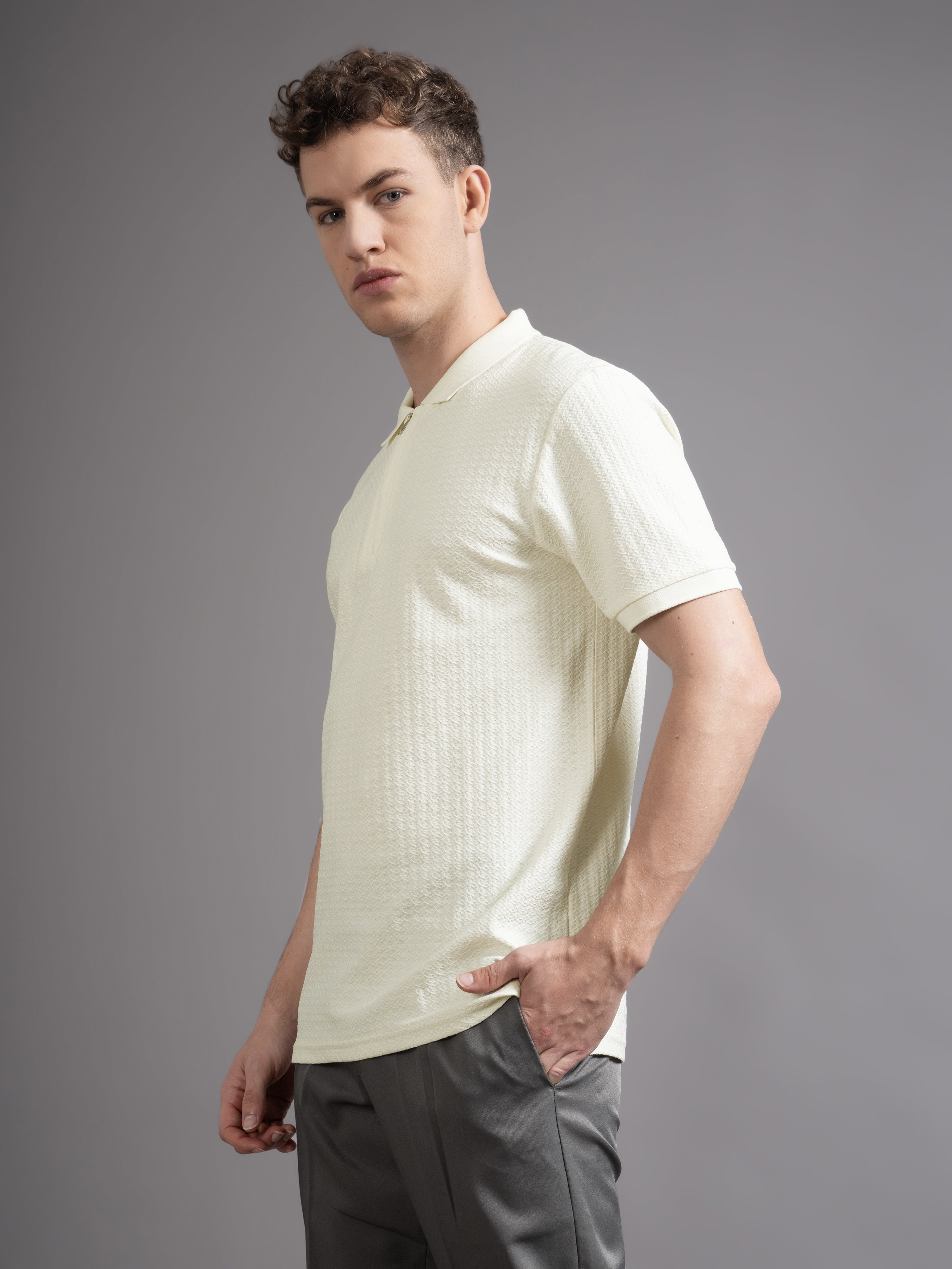 Men Aspen Beige Polo T-Shirt