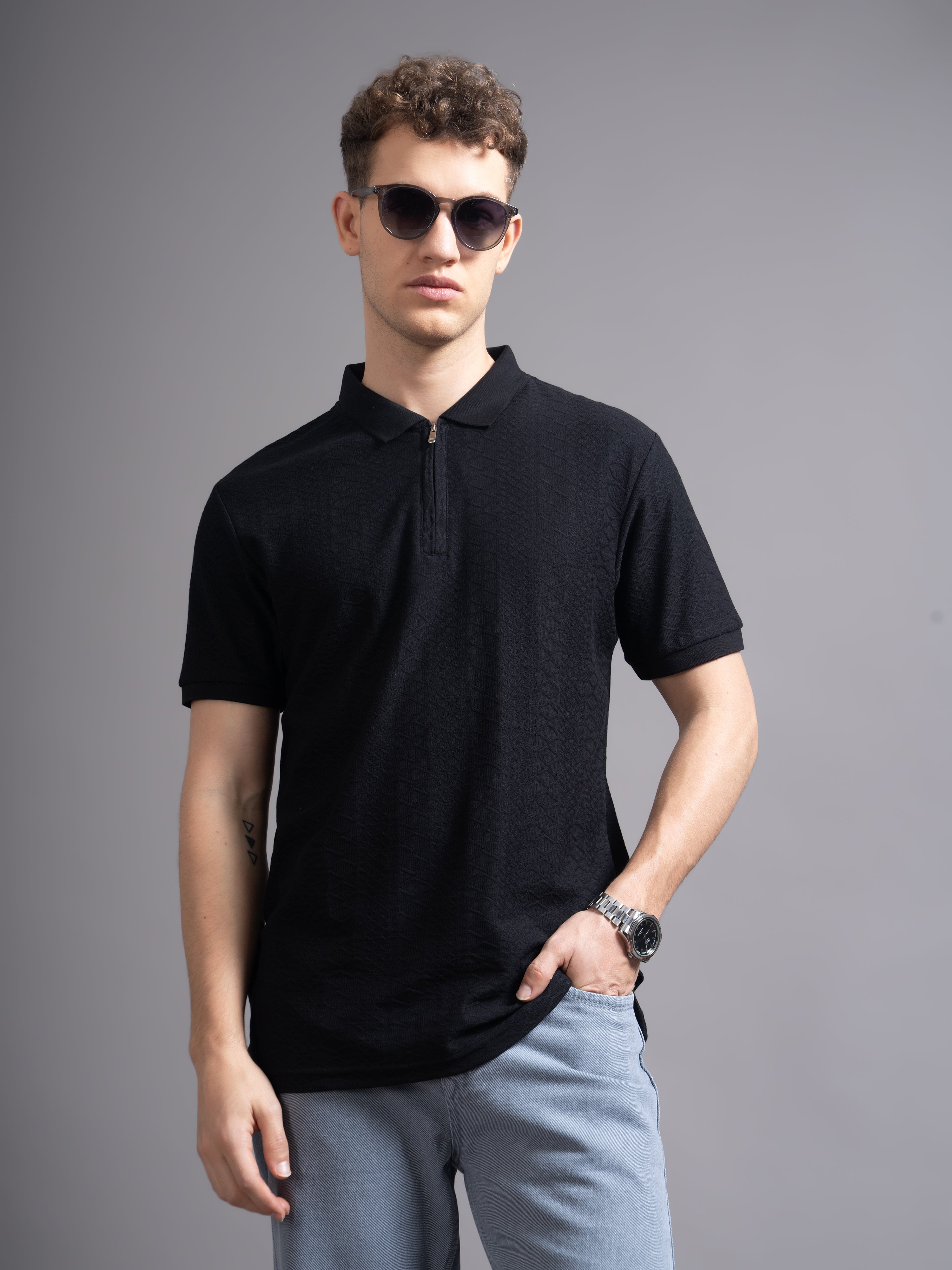 Men Aspen Black Polo T-Shirt