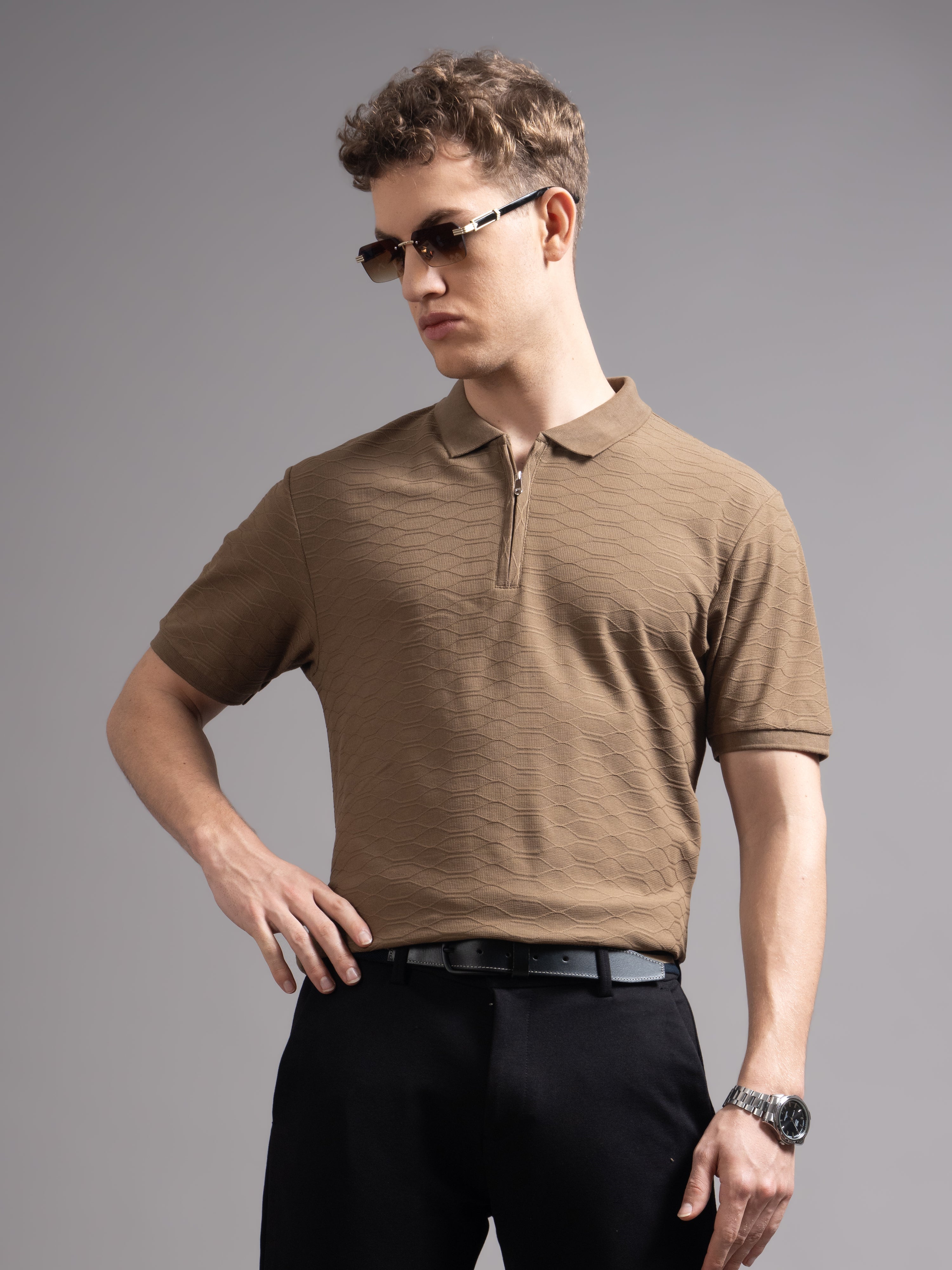 Men Aspen Brown Polo T-Shirt