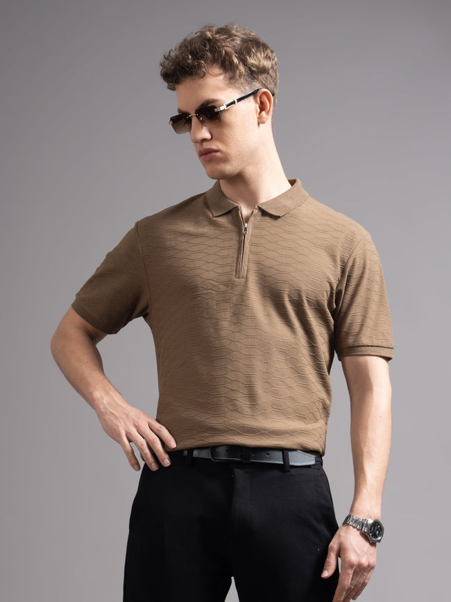 Men Aspen Brown Polo T-Shirt