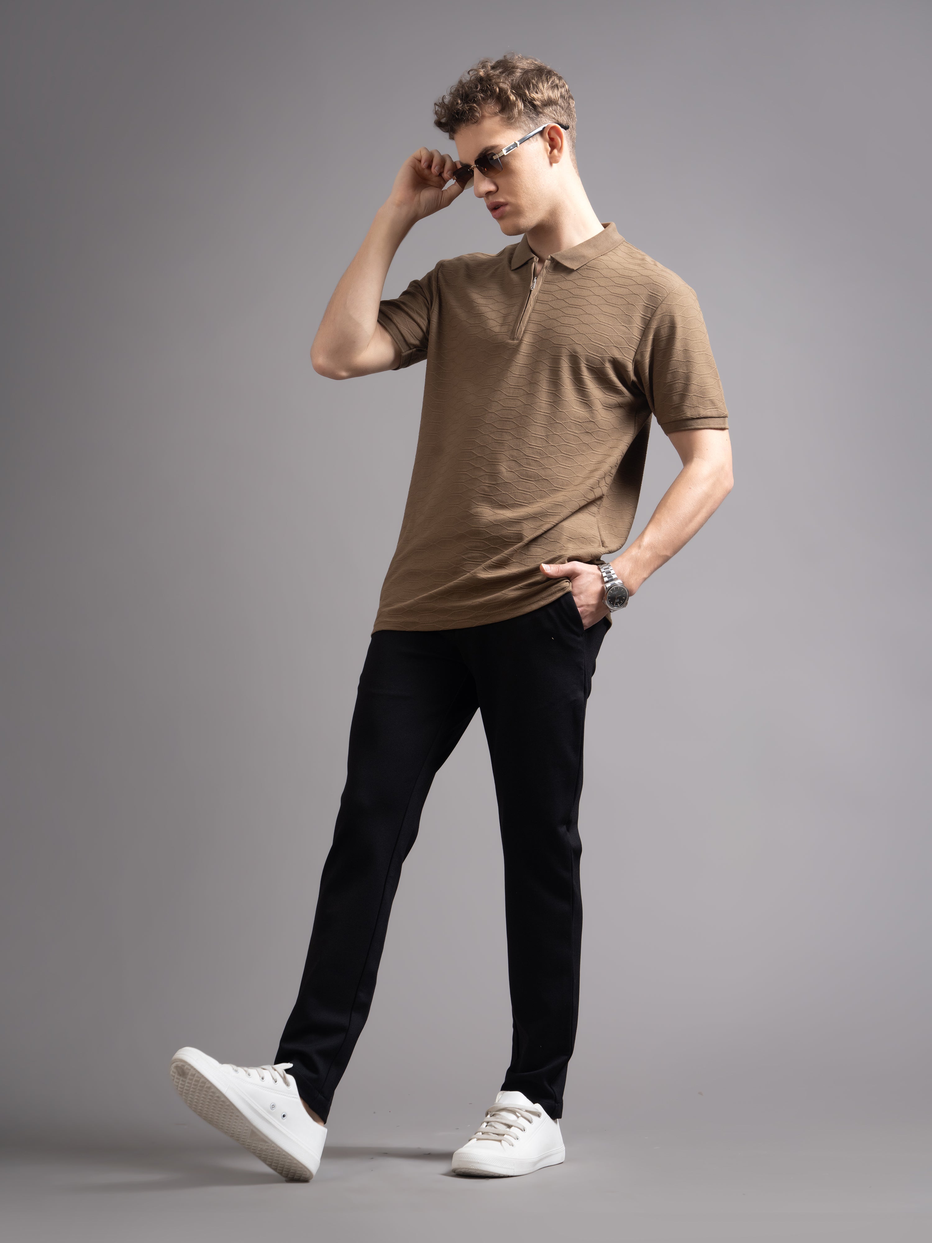 Men Aspen Brown Polo T-Shirt