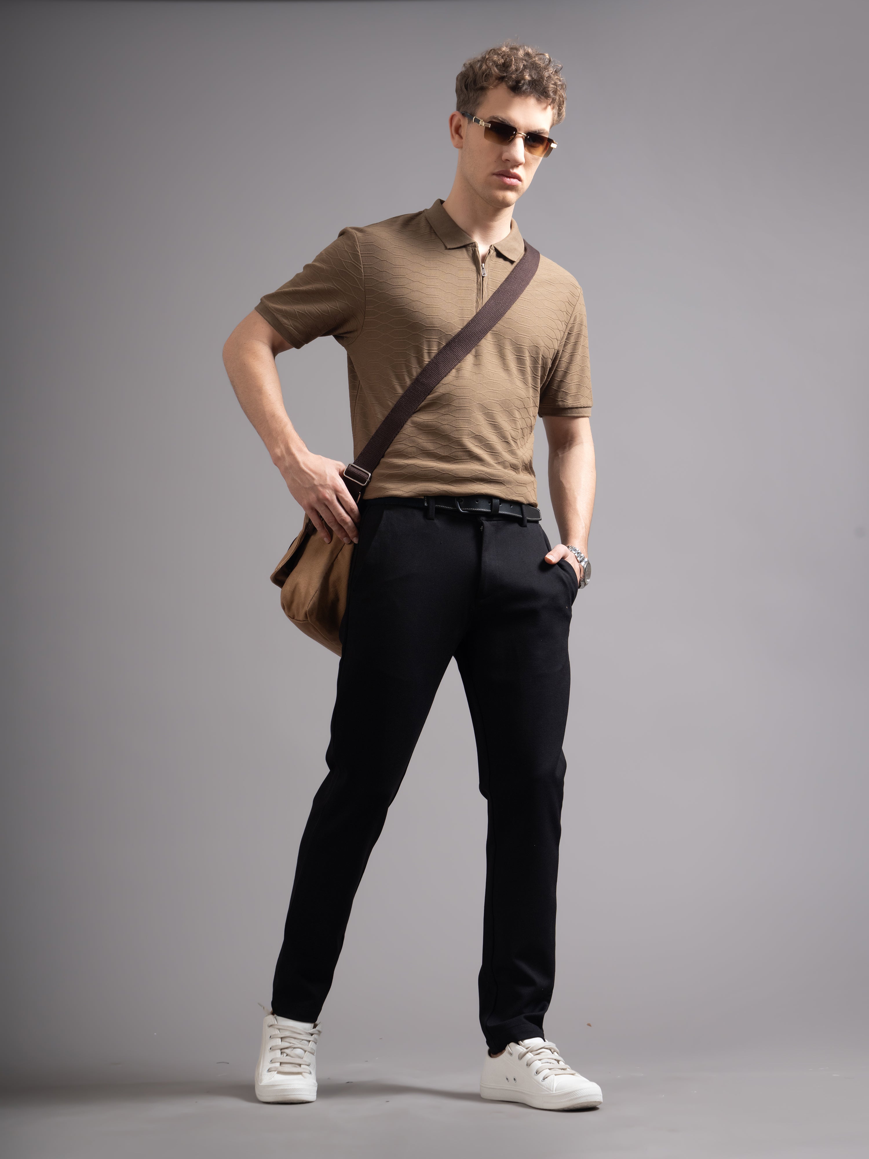 Men Aspen Brown Polo T-Shirt