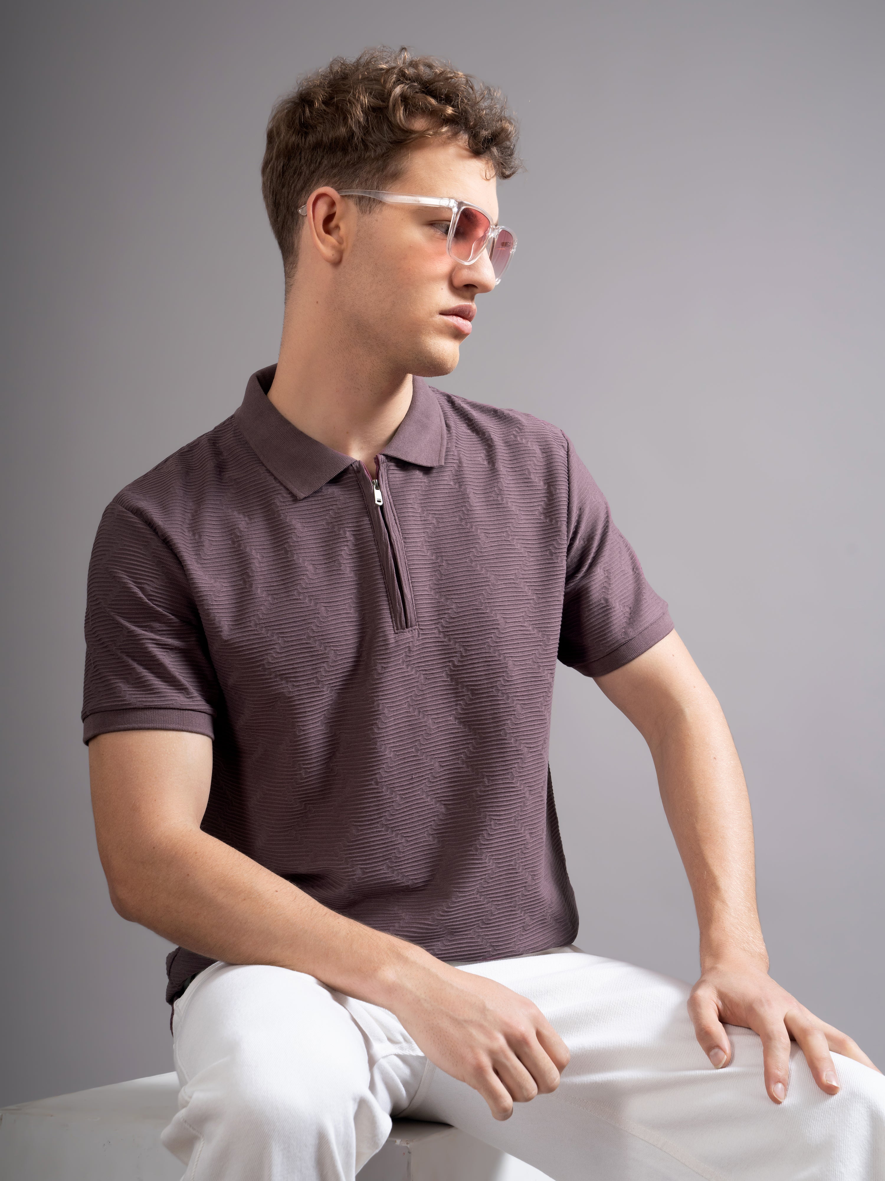 Men Aspen Mauve Polo T-Shirt