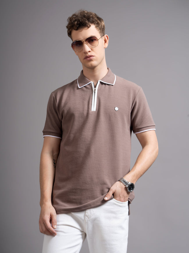 Men Aurel Brown Polo T-Shirt