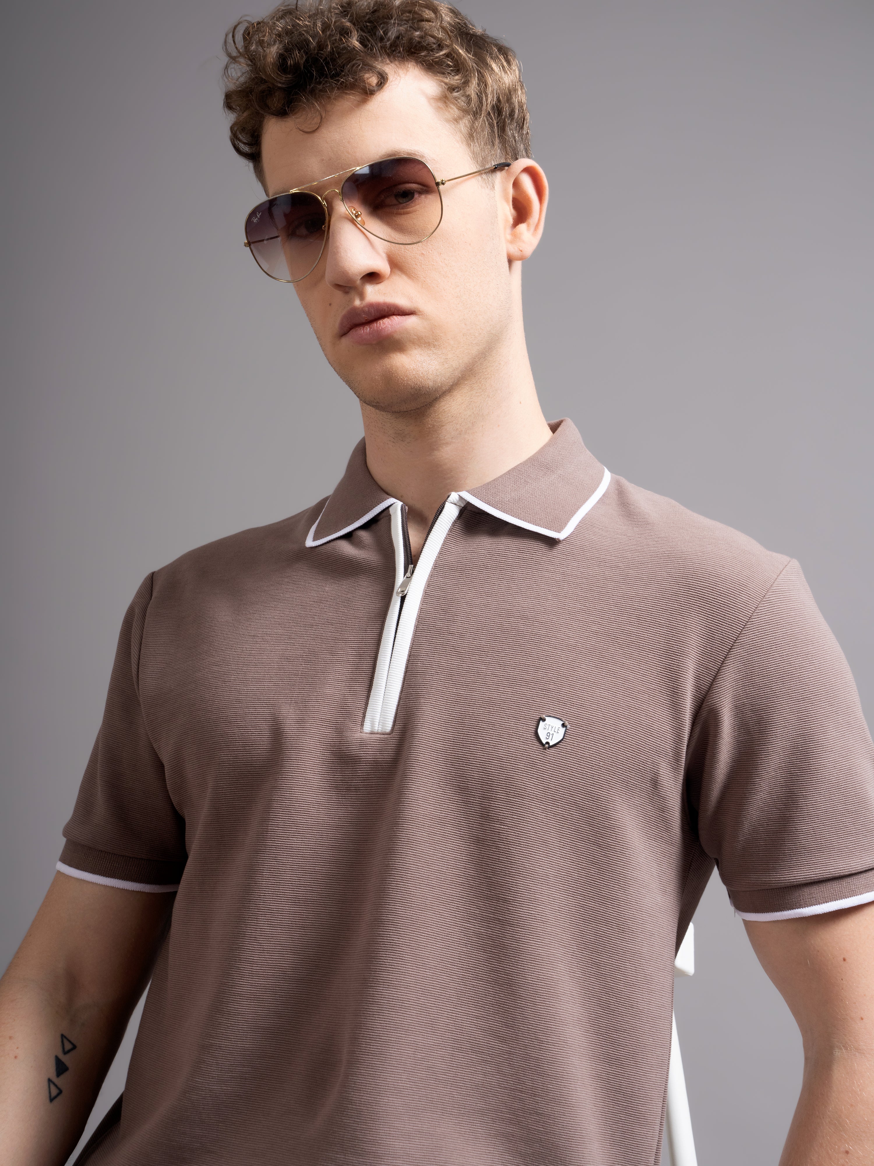 Men Aurel Brown Polo T-Shirt