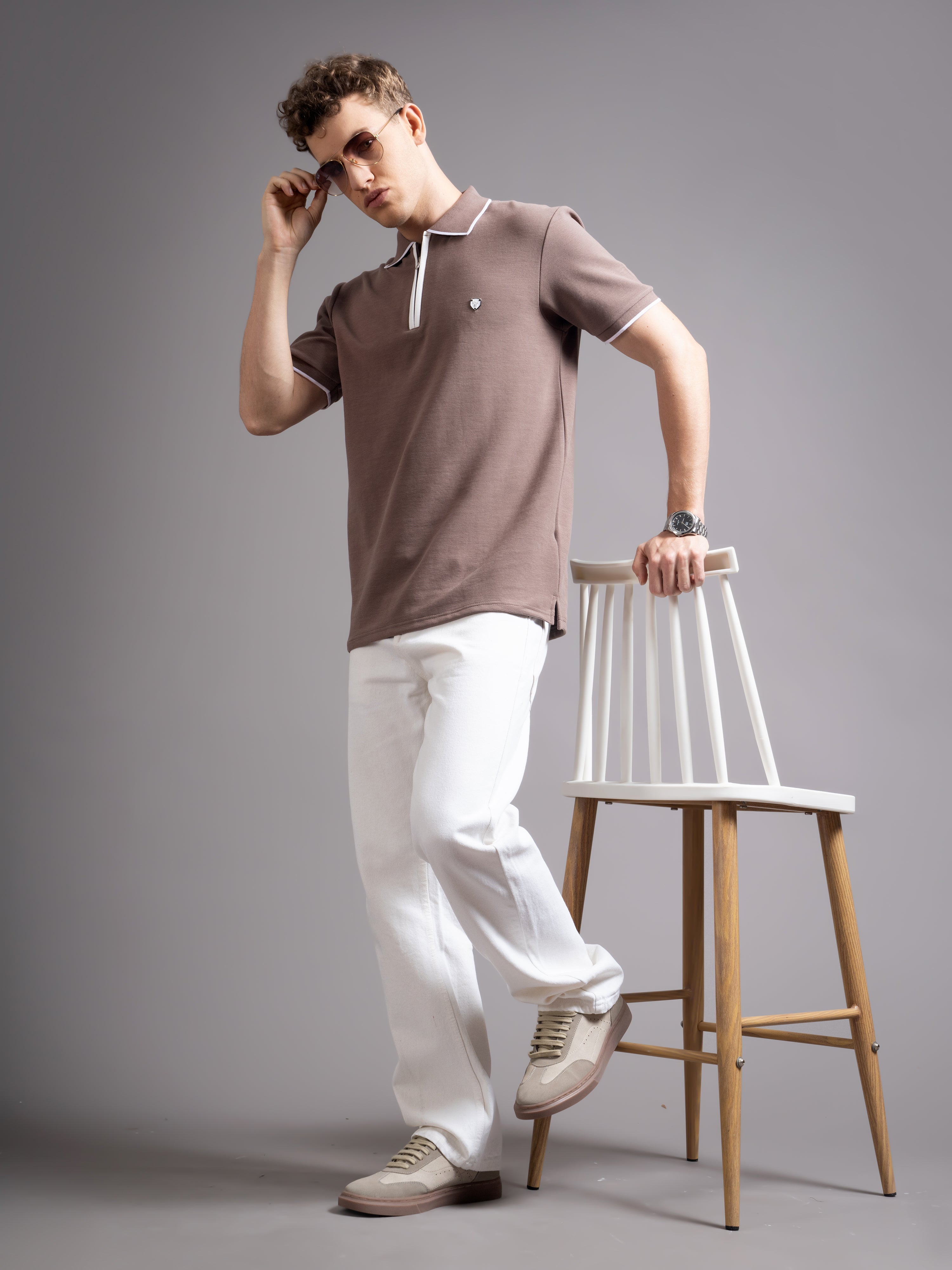 Men Aurel Brown Polo T-Shirt
