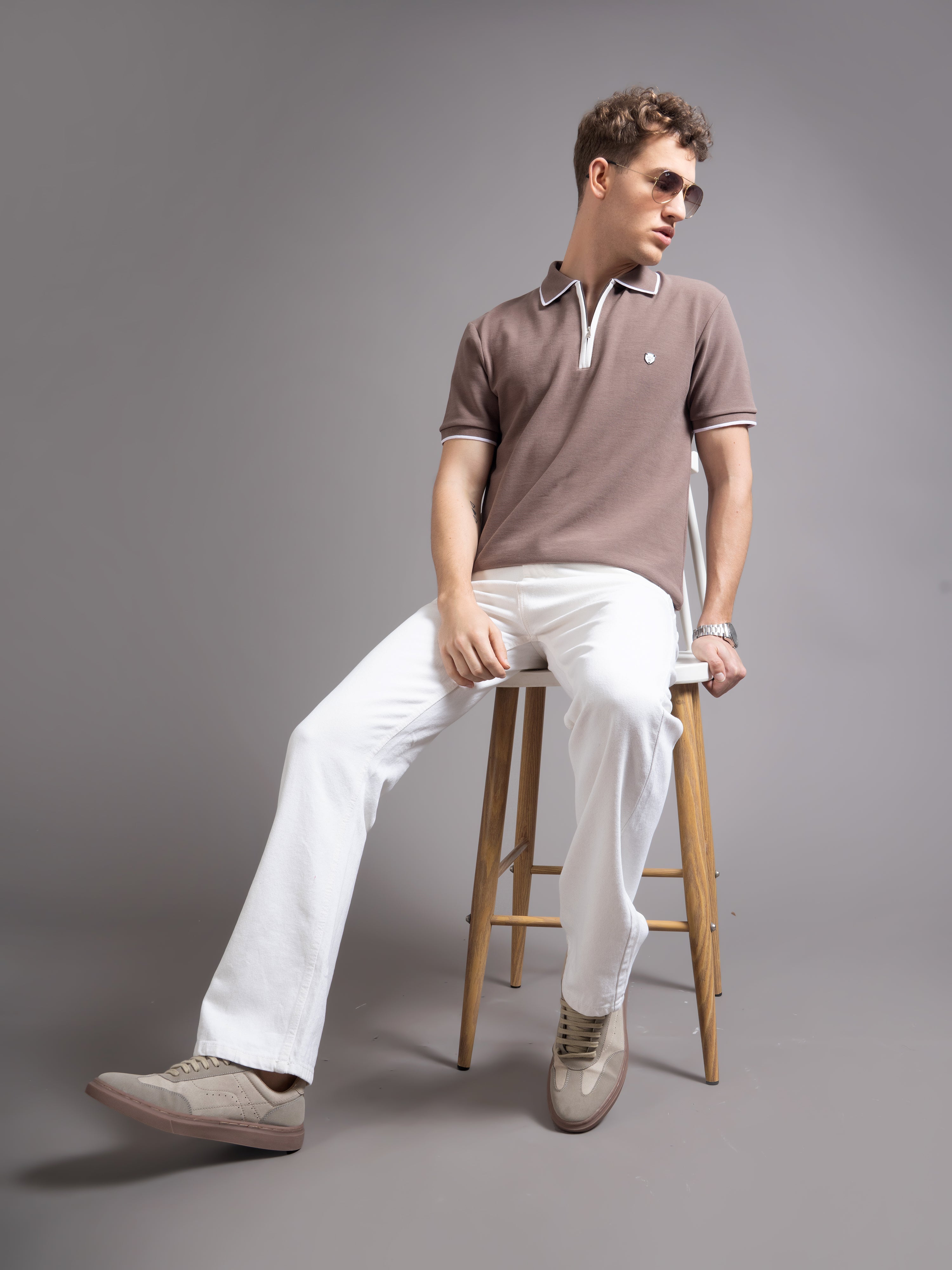 Men Aurel Brown Polo T-Shirt
