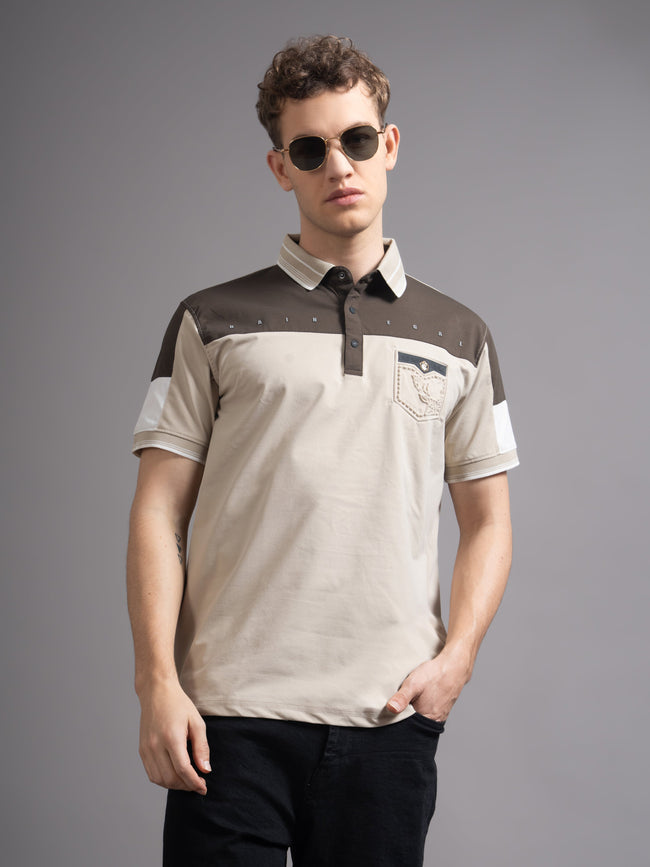 Men Bergen Beige Polo T-Shirt