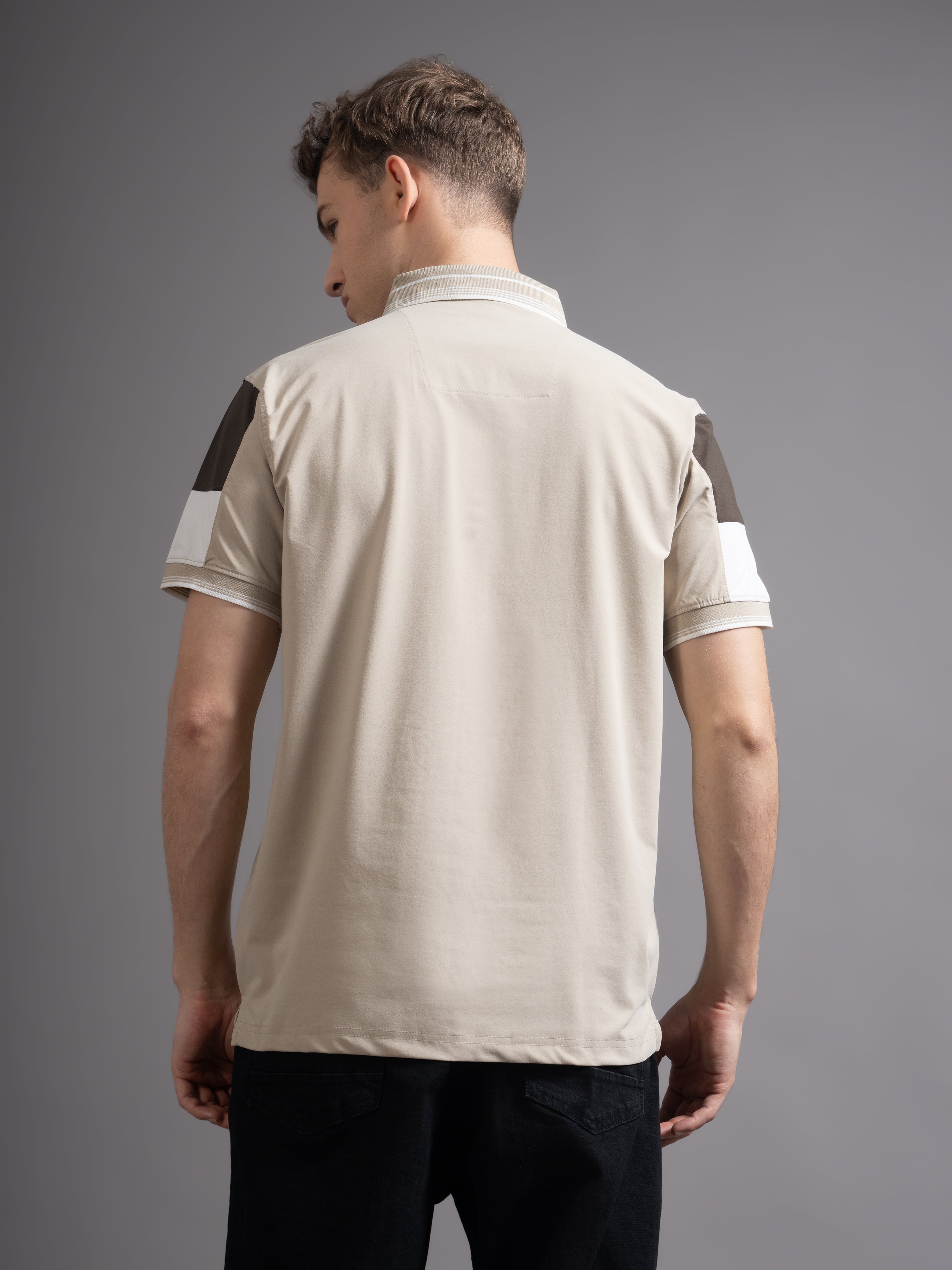 Men Bergen Beige Polo T-Shirt
