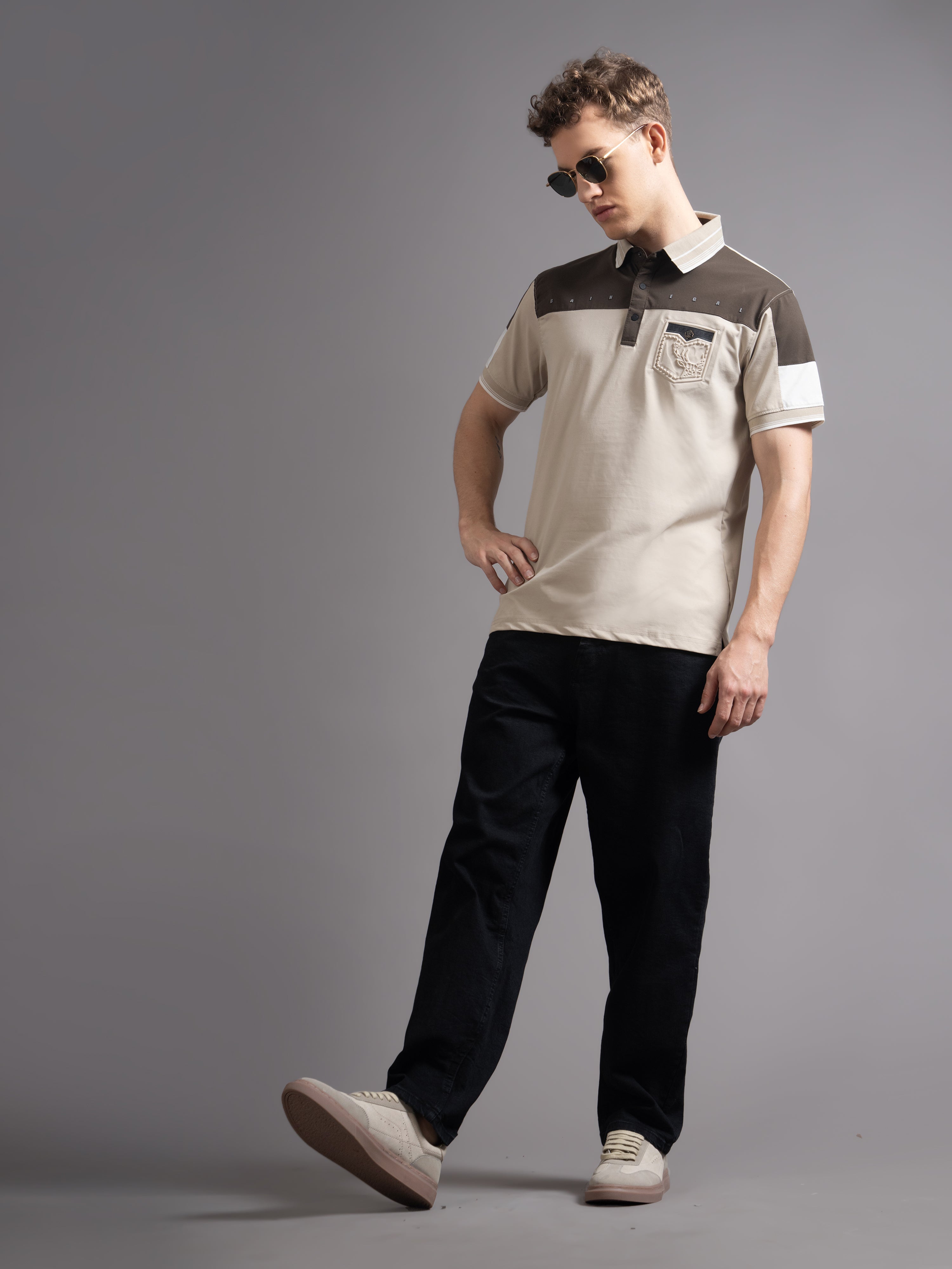 Men Bergen Beige Polo T-Shirt