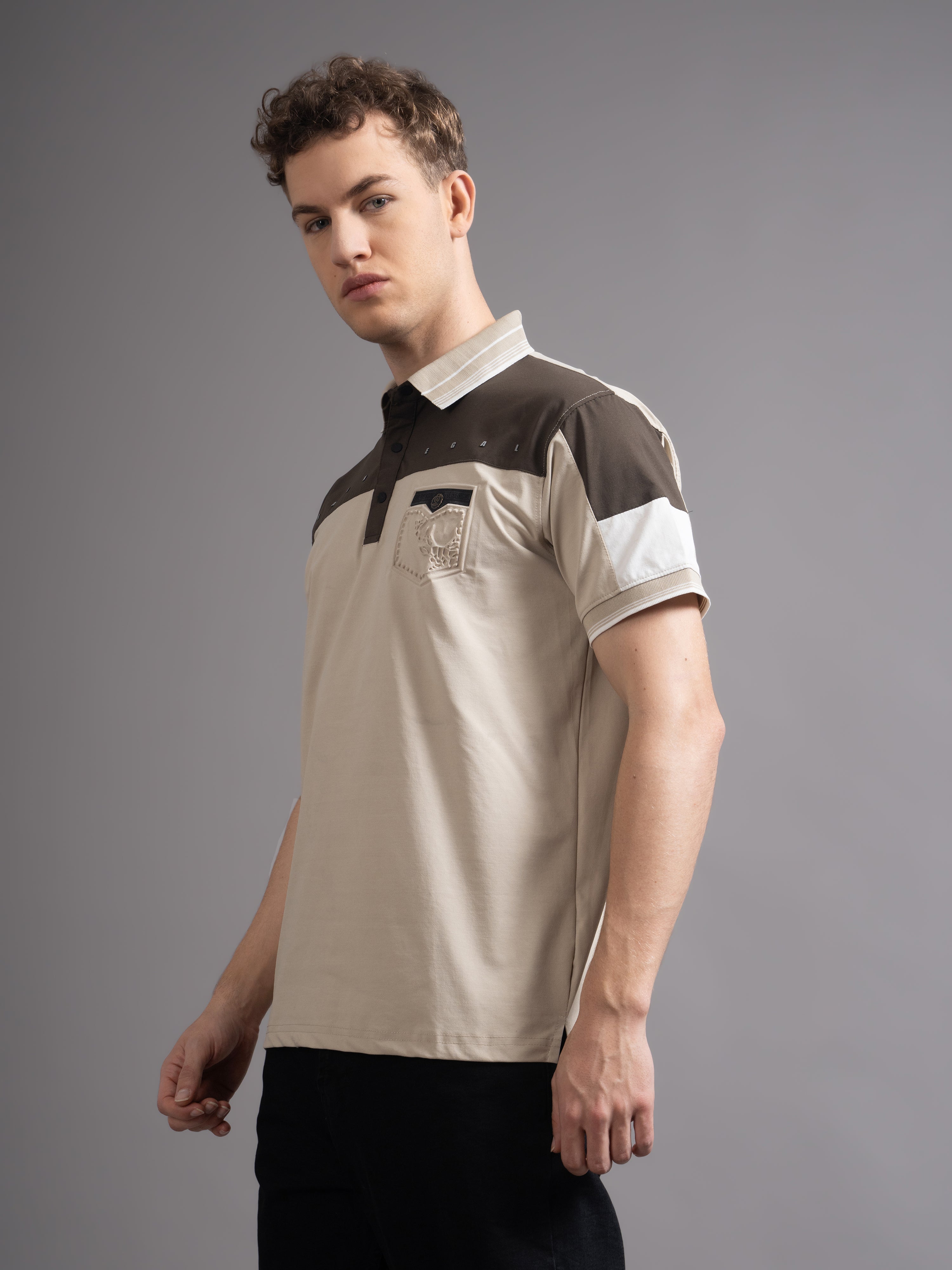 Men Bergen Beige Polo T-Shirt