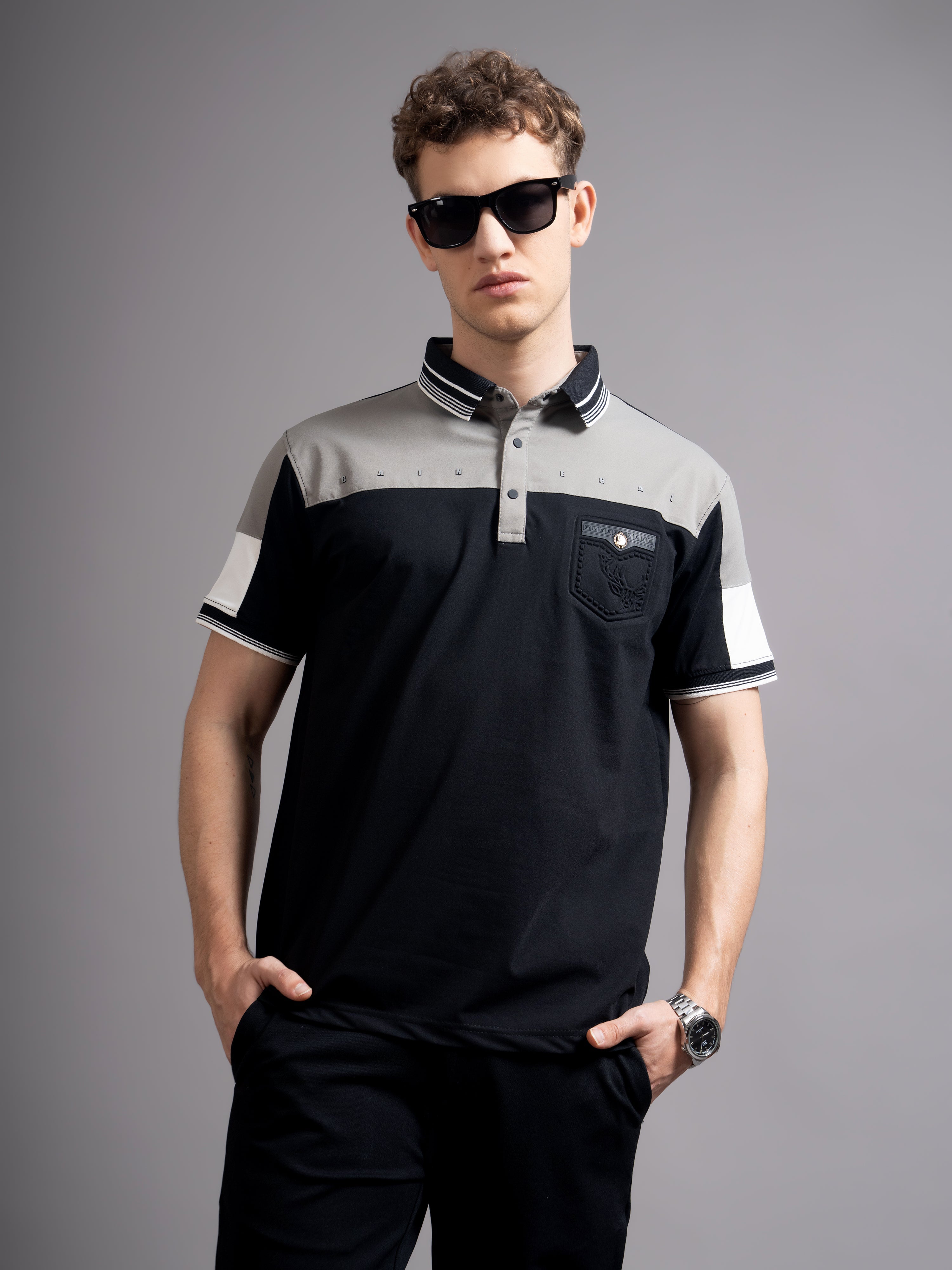 Men Bergen Black Polo T-Shirt