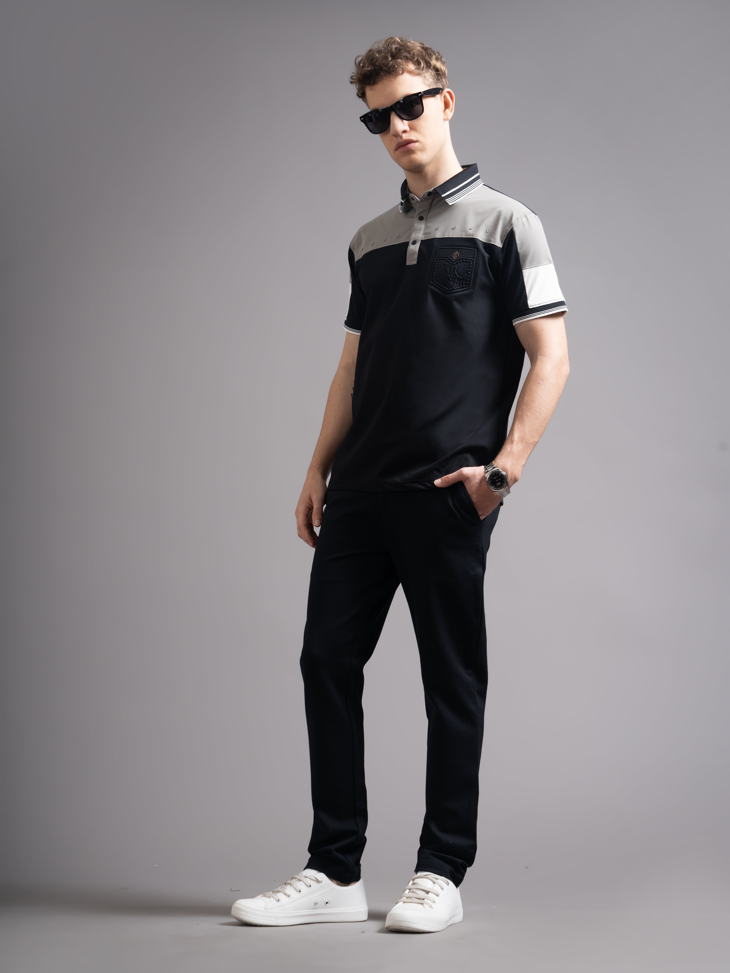 Men Bergen Black Polo T-Shirt