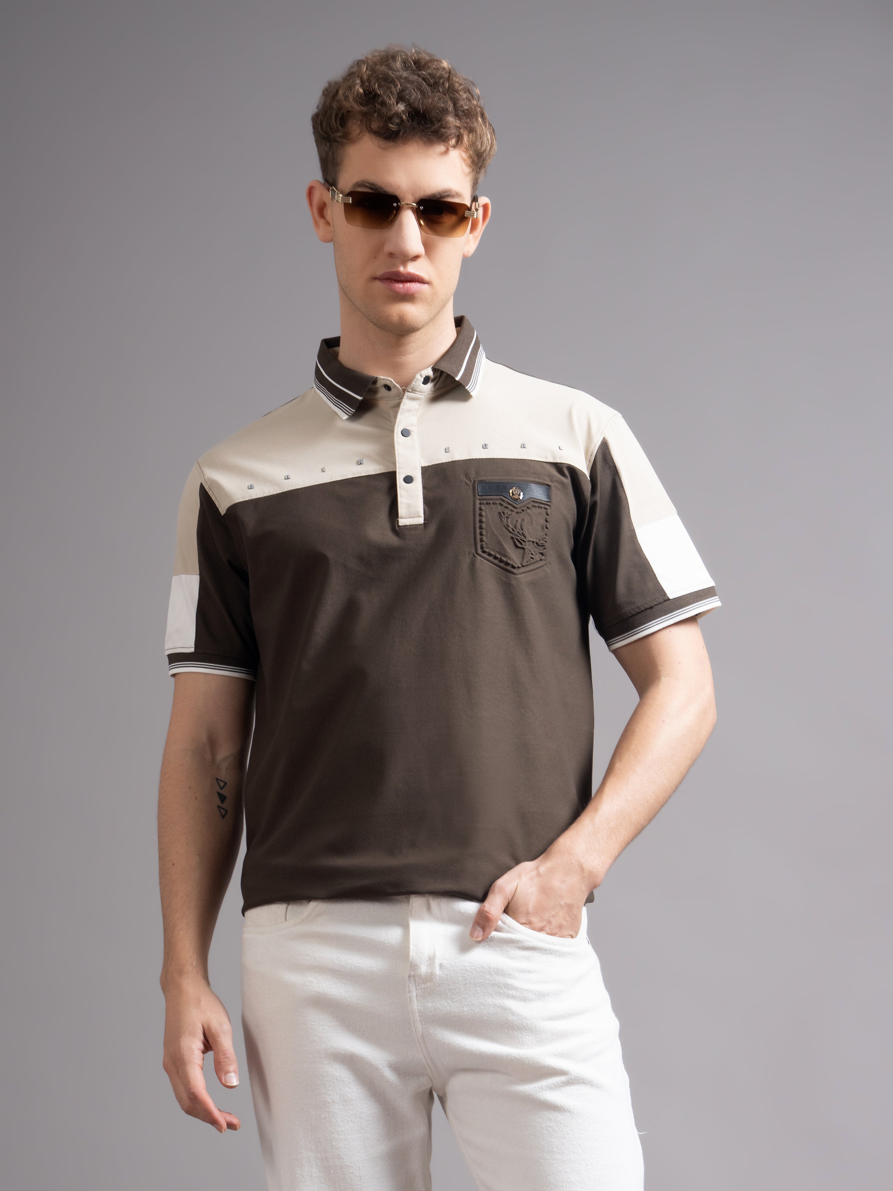 Men Bergen Brown Polo T-Shirt