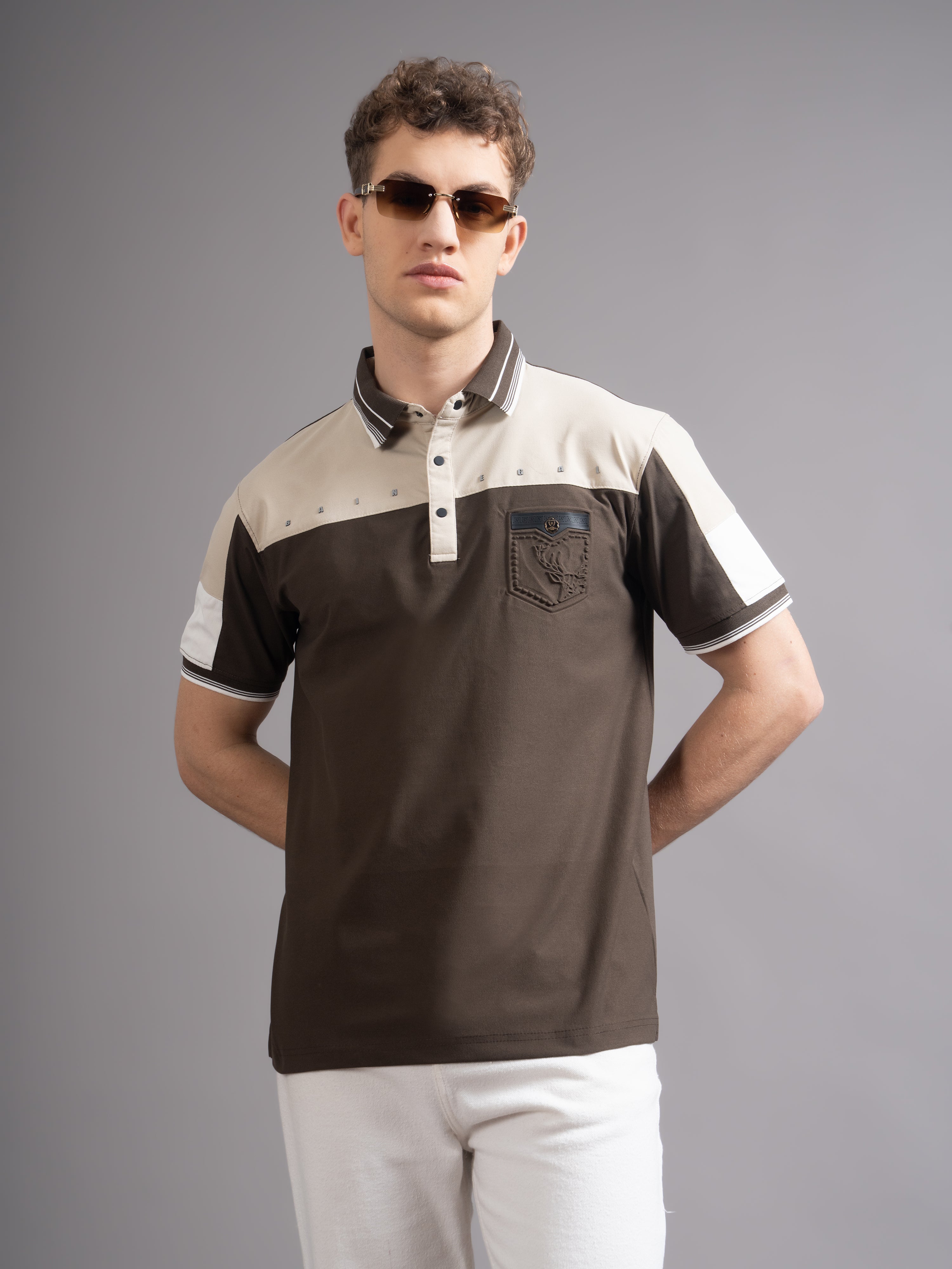 Men Bergen Brown Polo T-Shirt