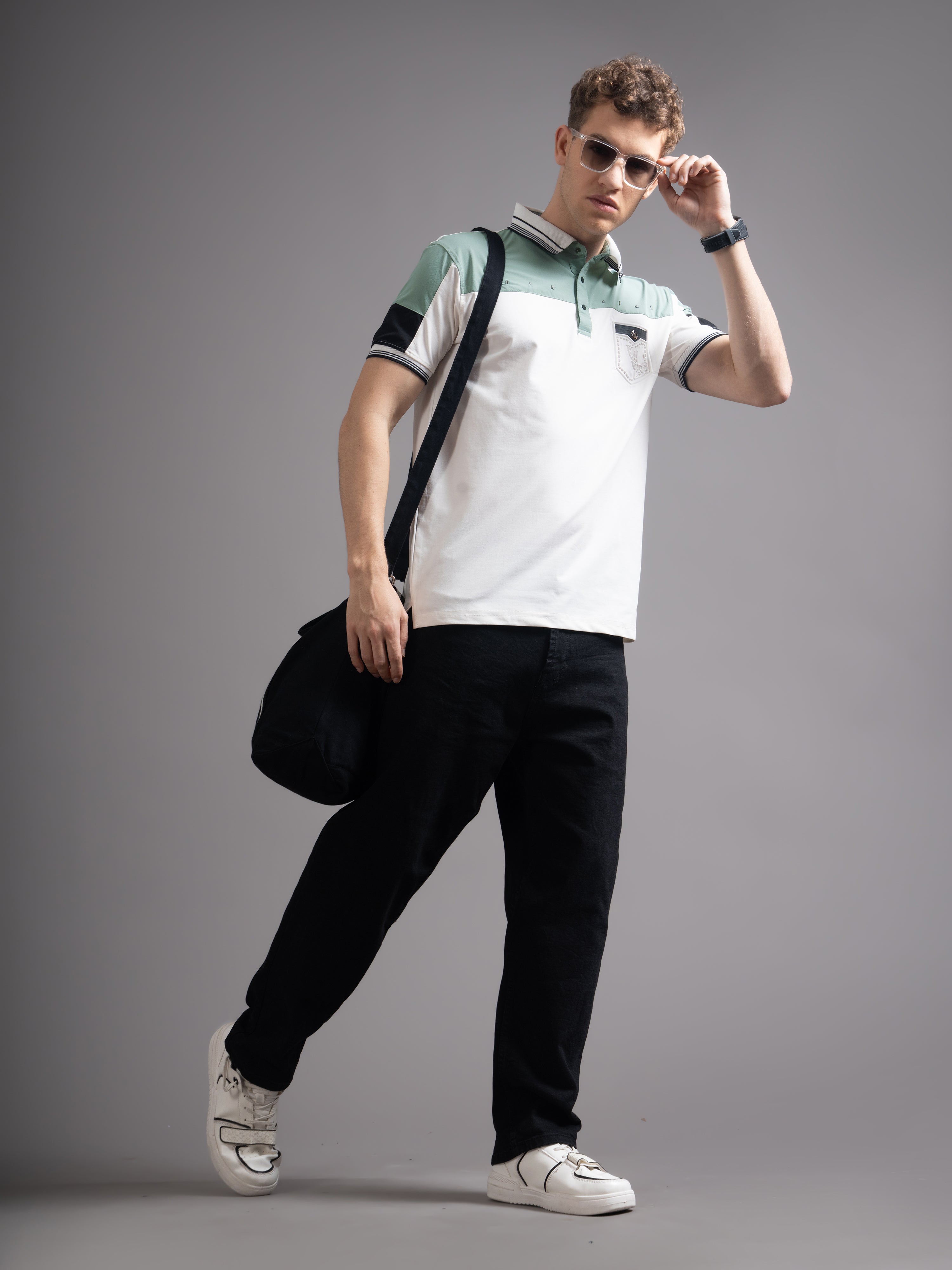 Men Calver Beige Polo T-Shirt