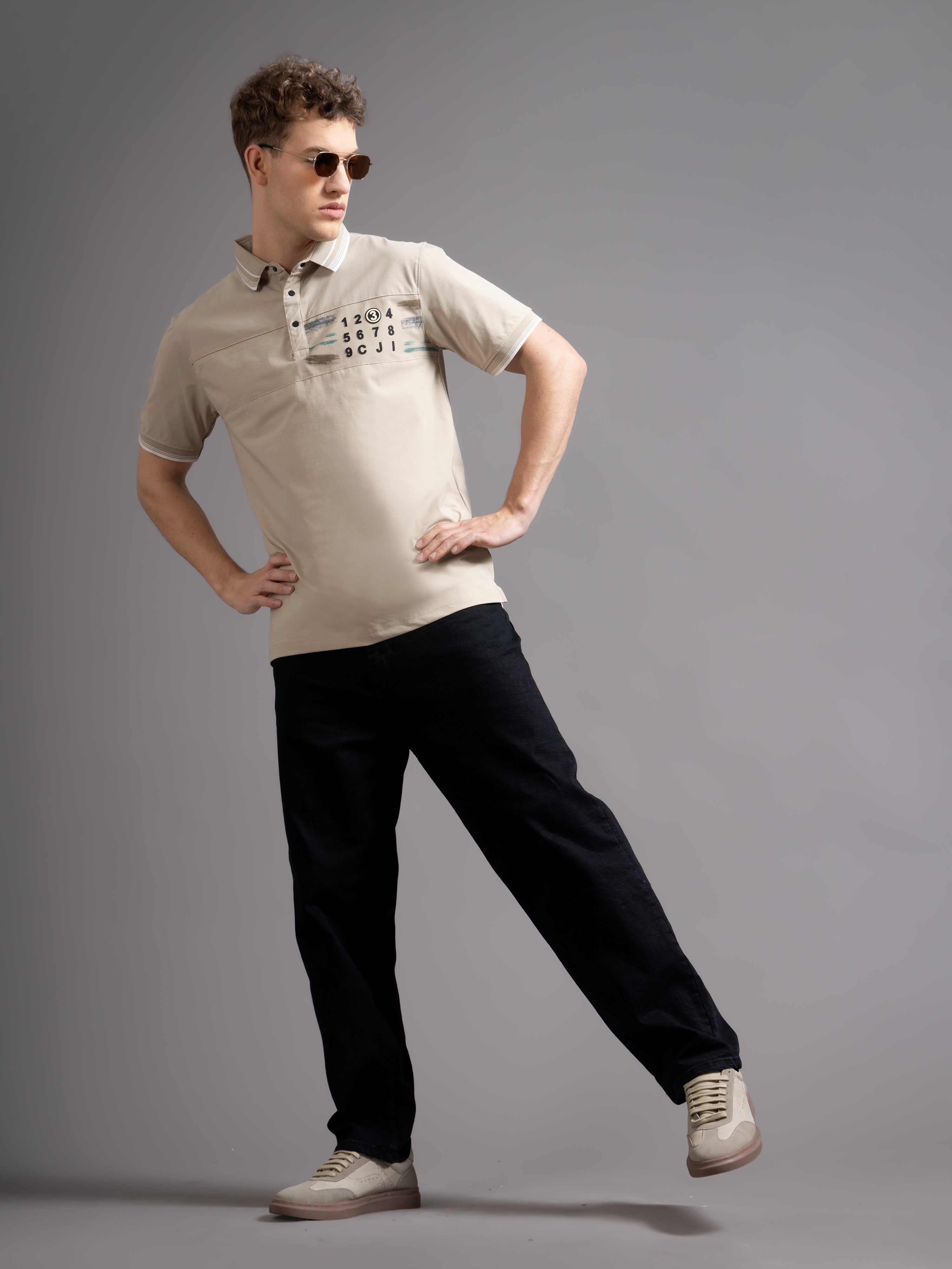 Men Calver Black Polo T-Shirt