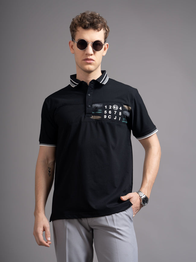Men Calver Black Polo T-Shirt