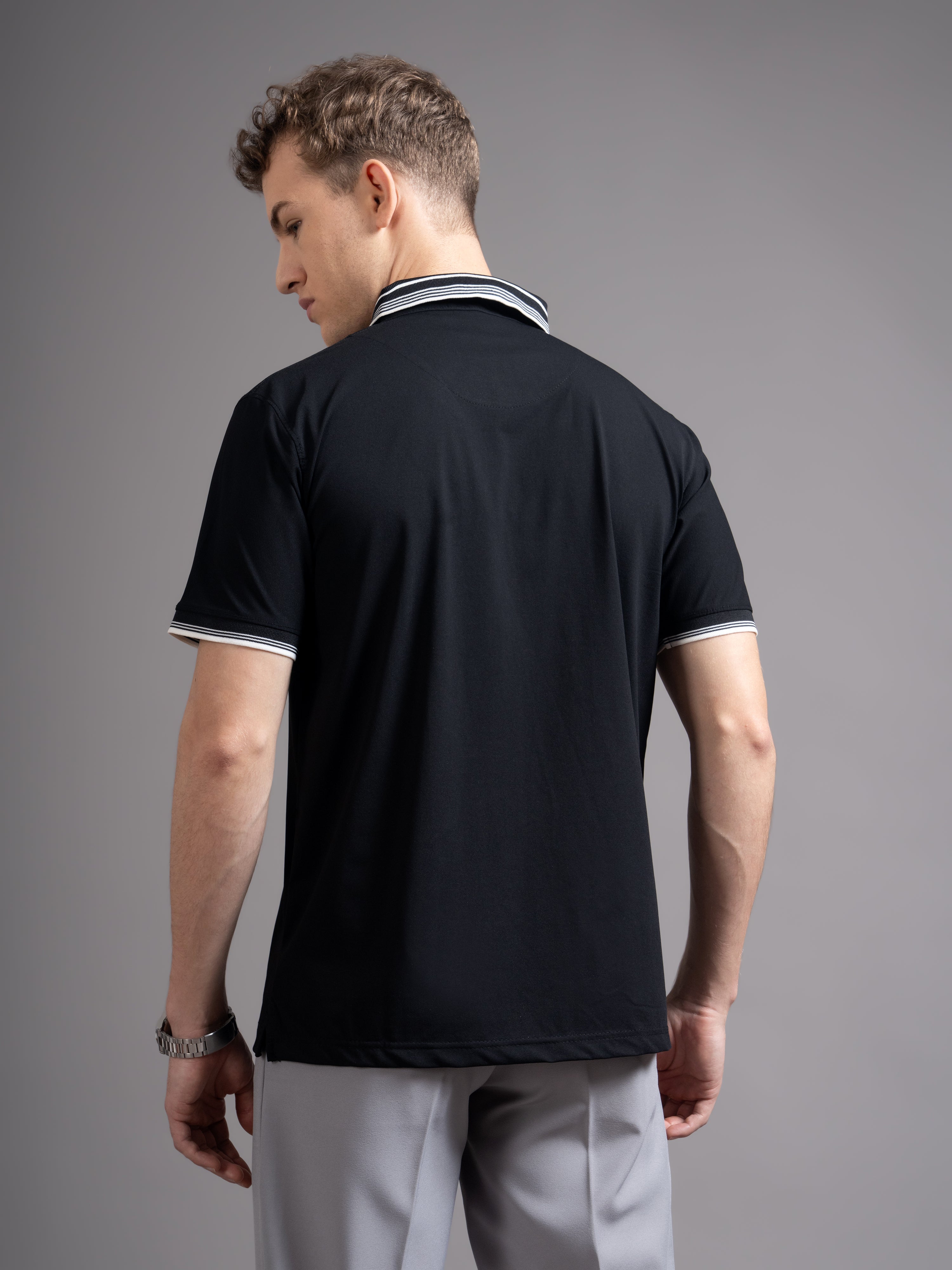 Men Calver Black Polo T-Shirt