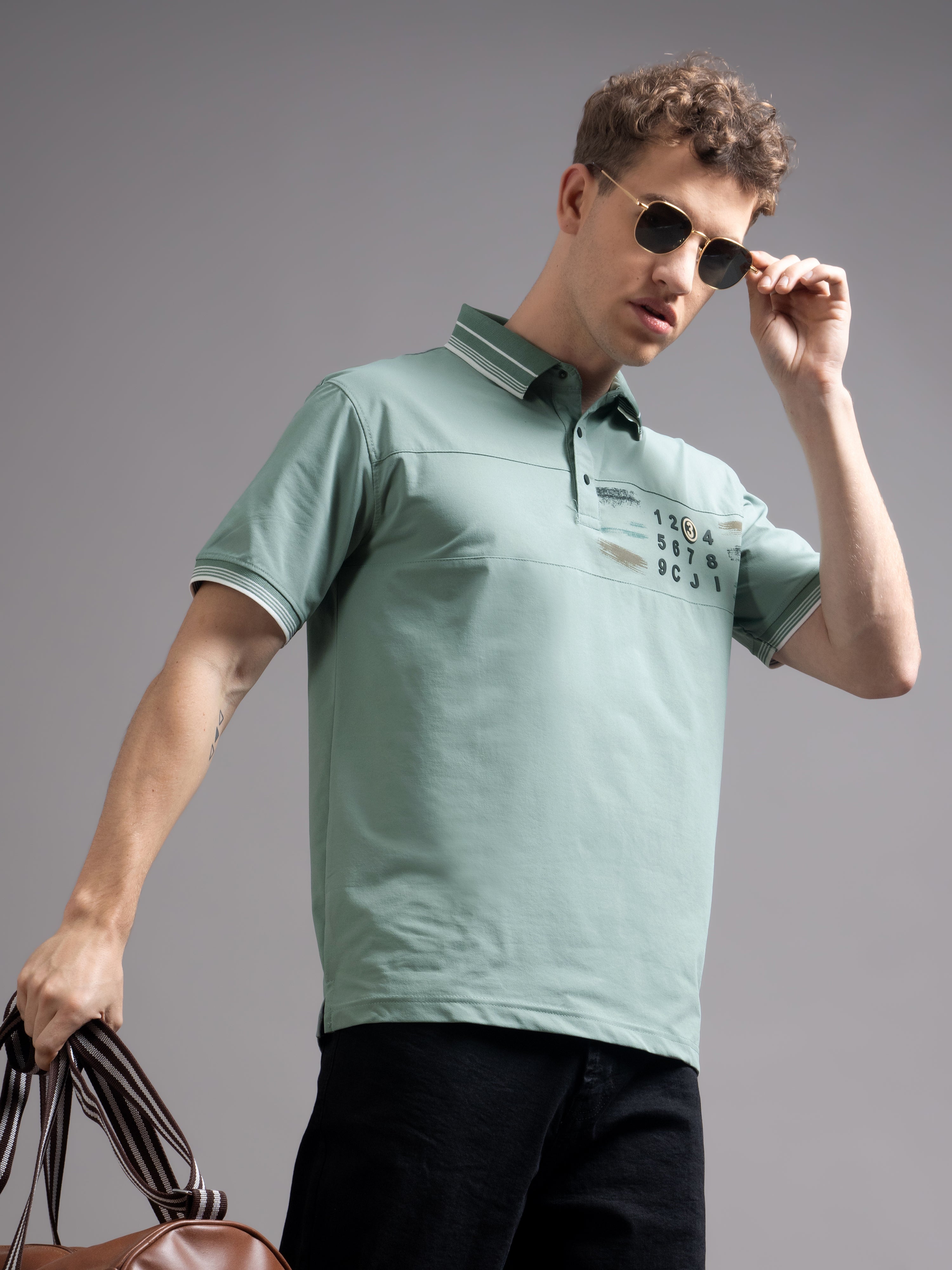 Men Calver Green Polo T-Shirt