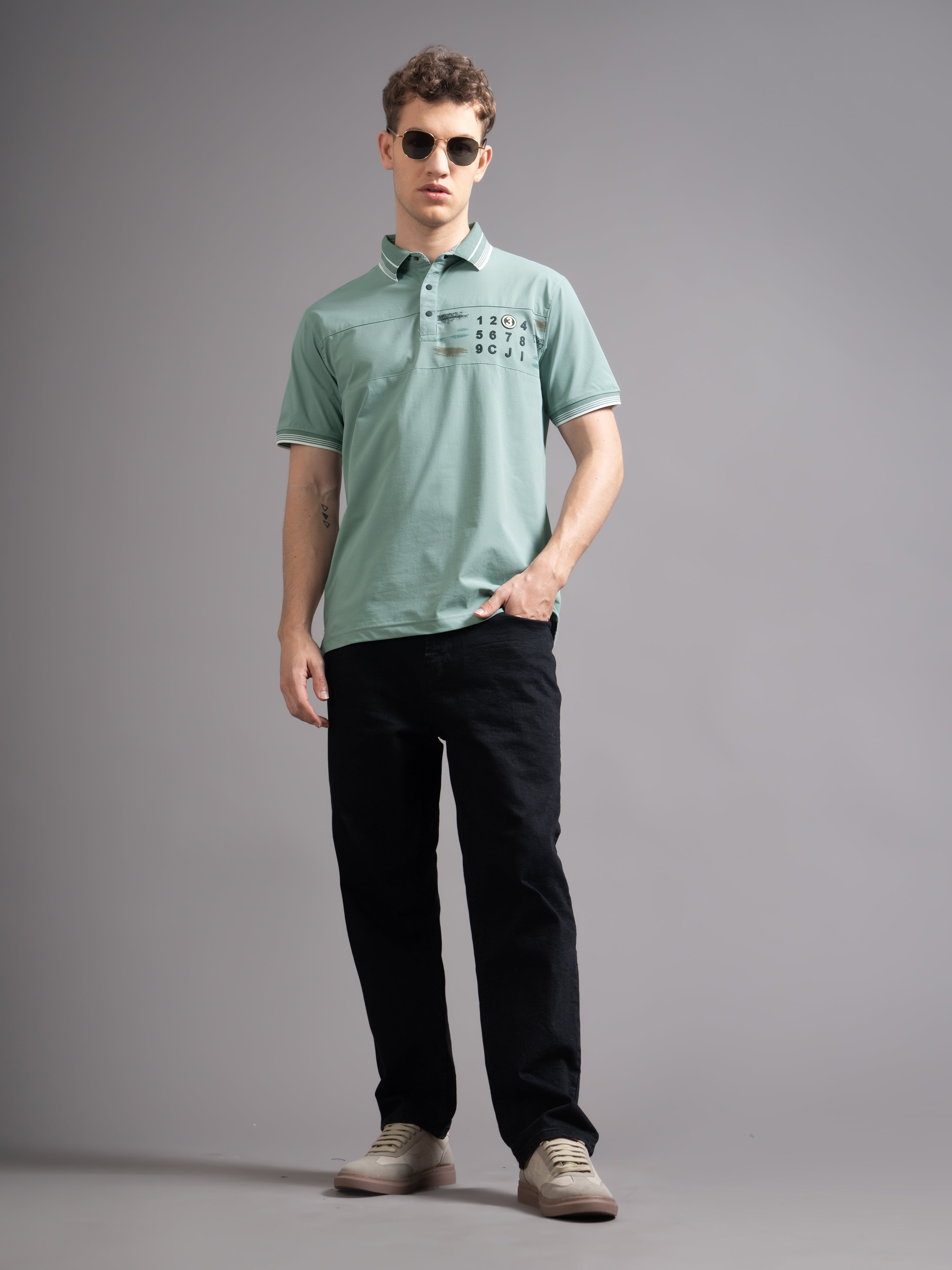 Men Calver Green Polo T-Shirt