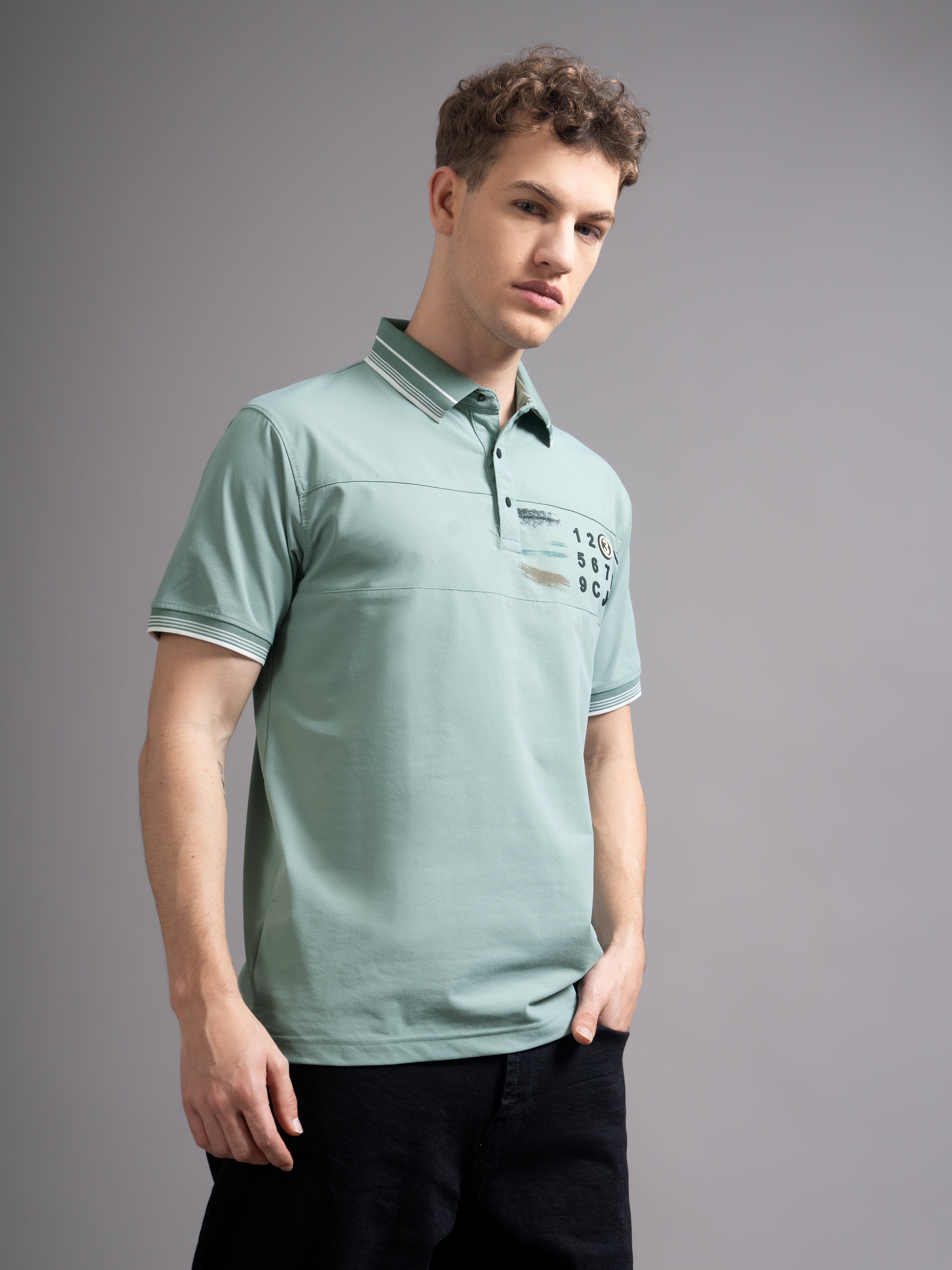 Men Calver Green Polo T-Shirt