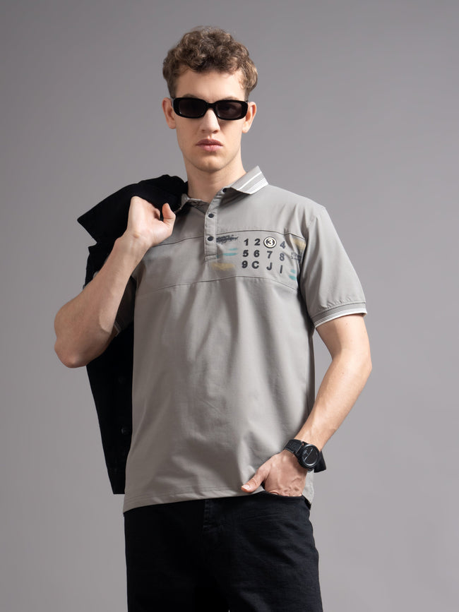 Men Calver Grey Polo T-Shirt