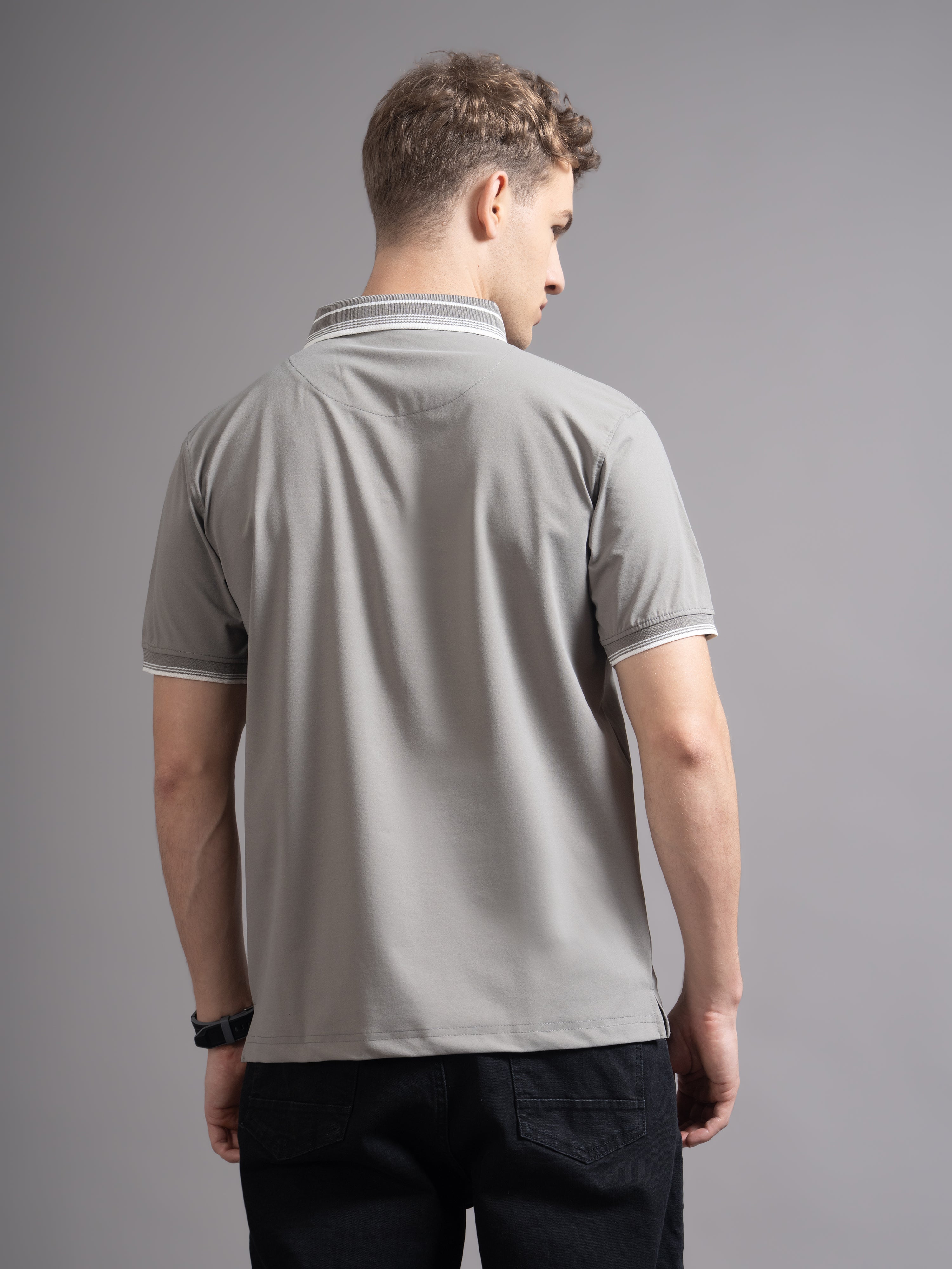 Men Calver Grey Polo T-Shirt