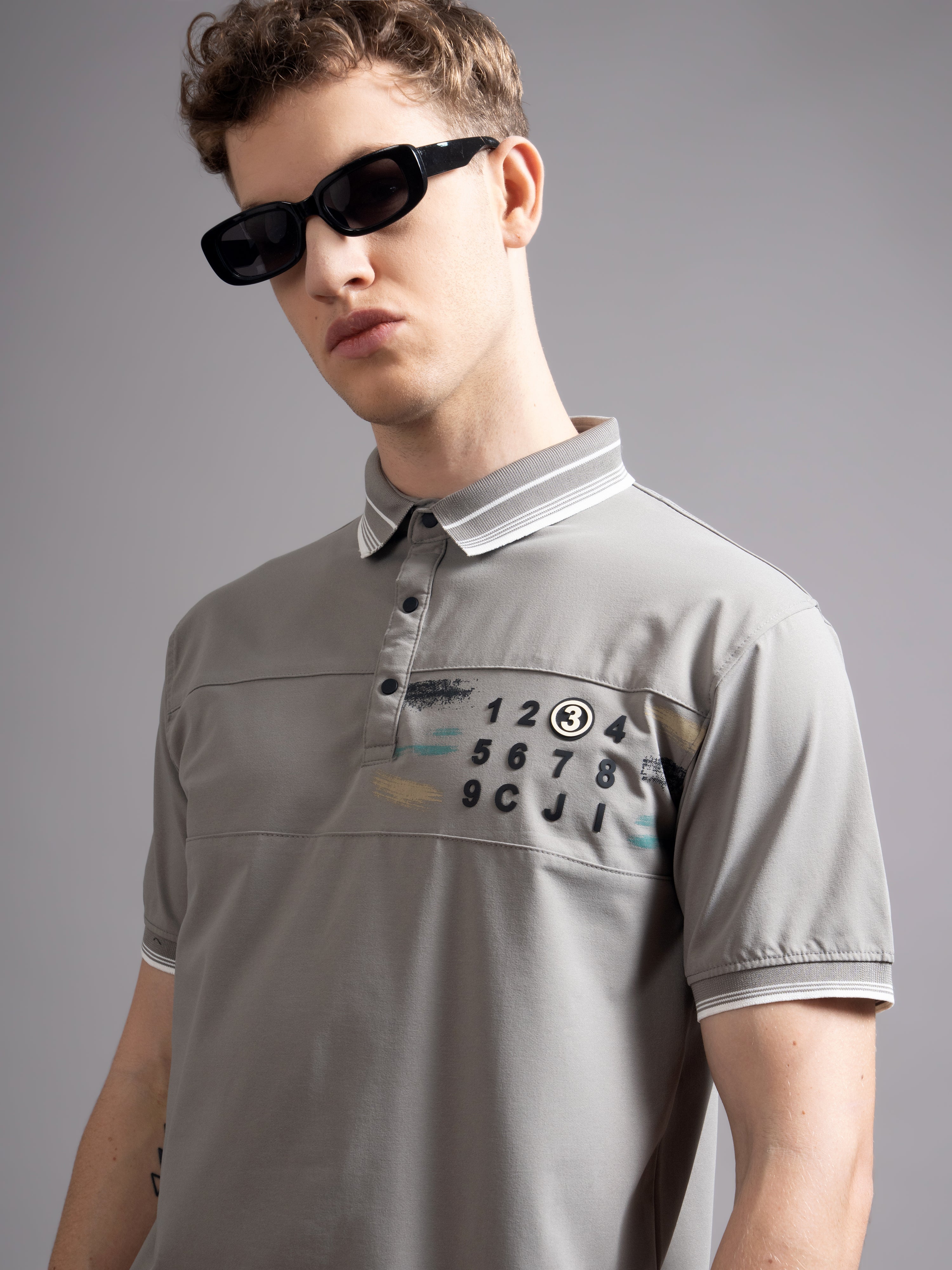 Men Calver Grey Polo T-Shirt