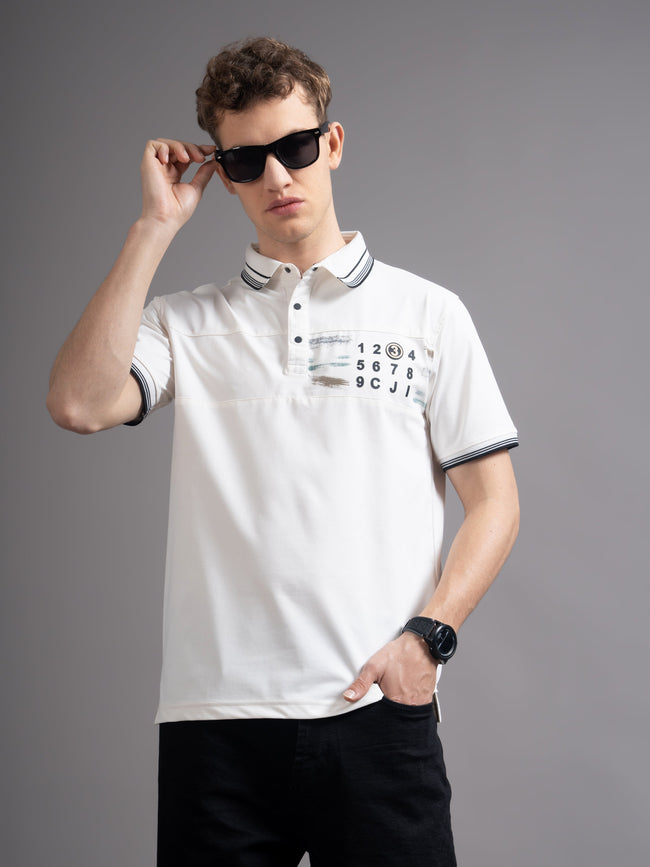 Men Calver White Polo T-Shirt