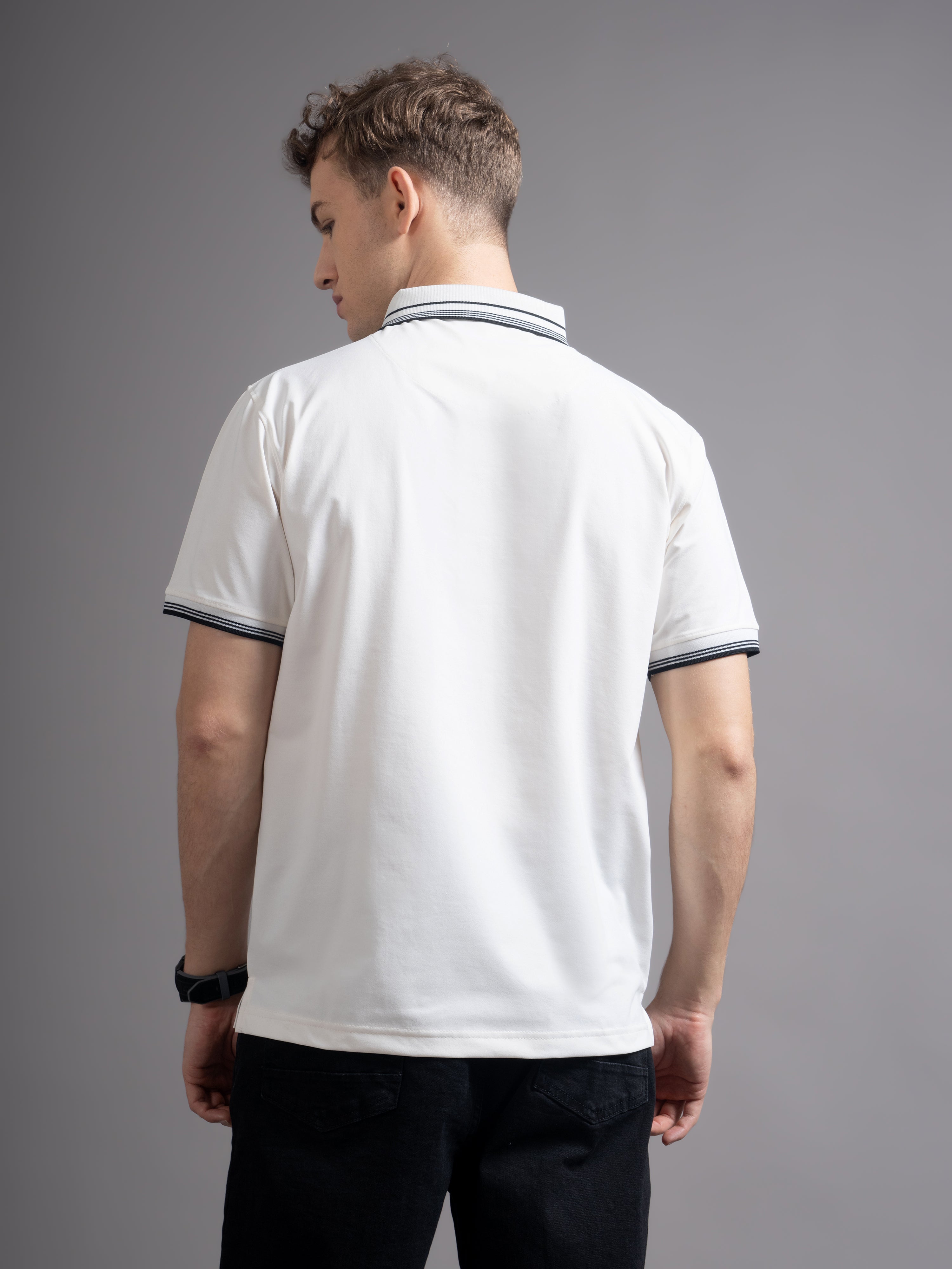 Men Calver White Polo T-Shirt