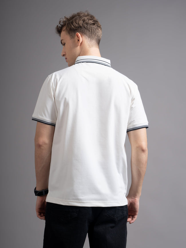 Men Calver White Polo T-Shirt