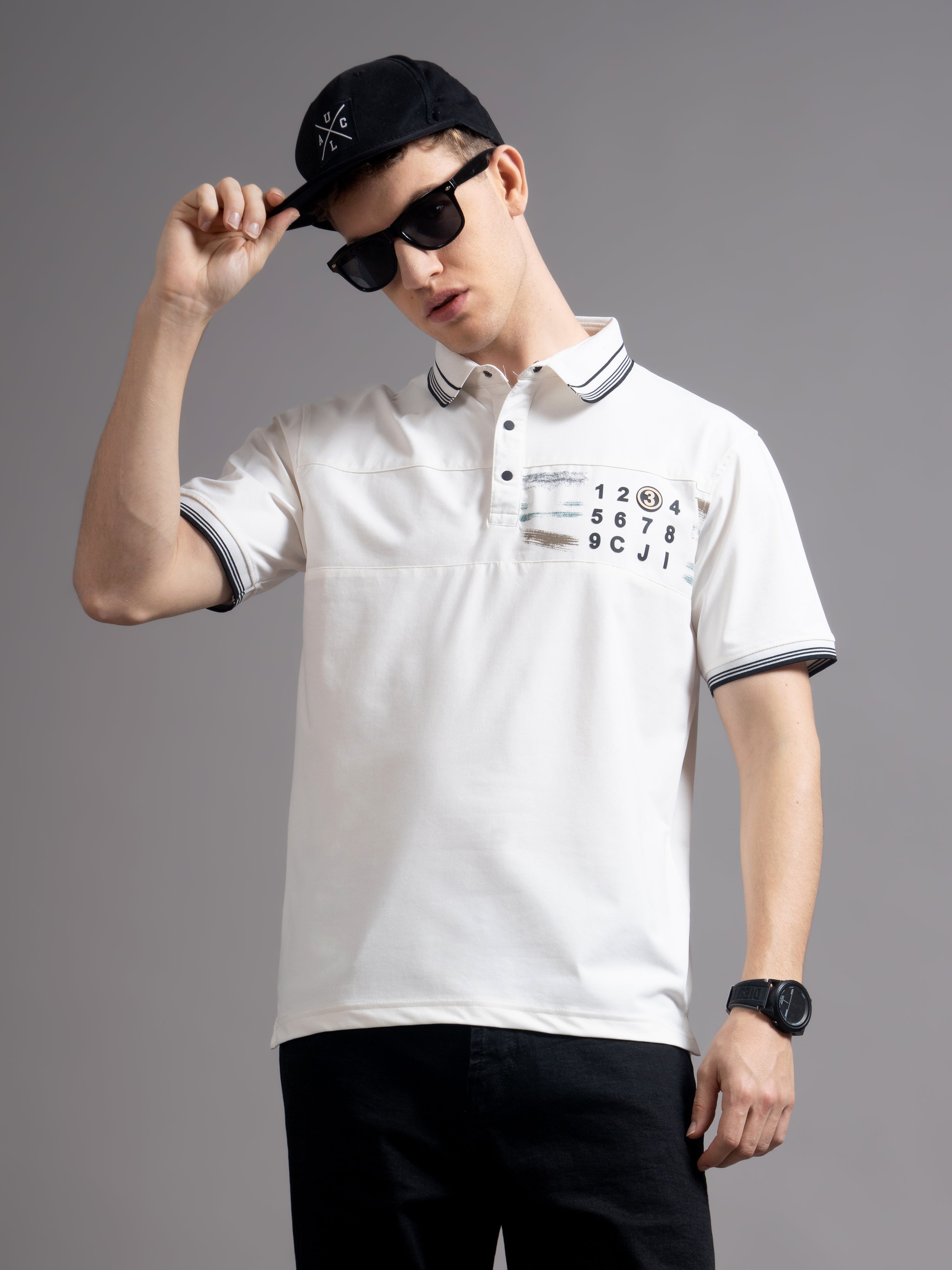 Men Calver White Polo T-Shirt