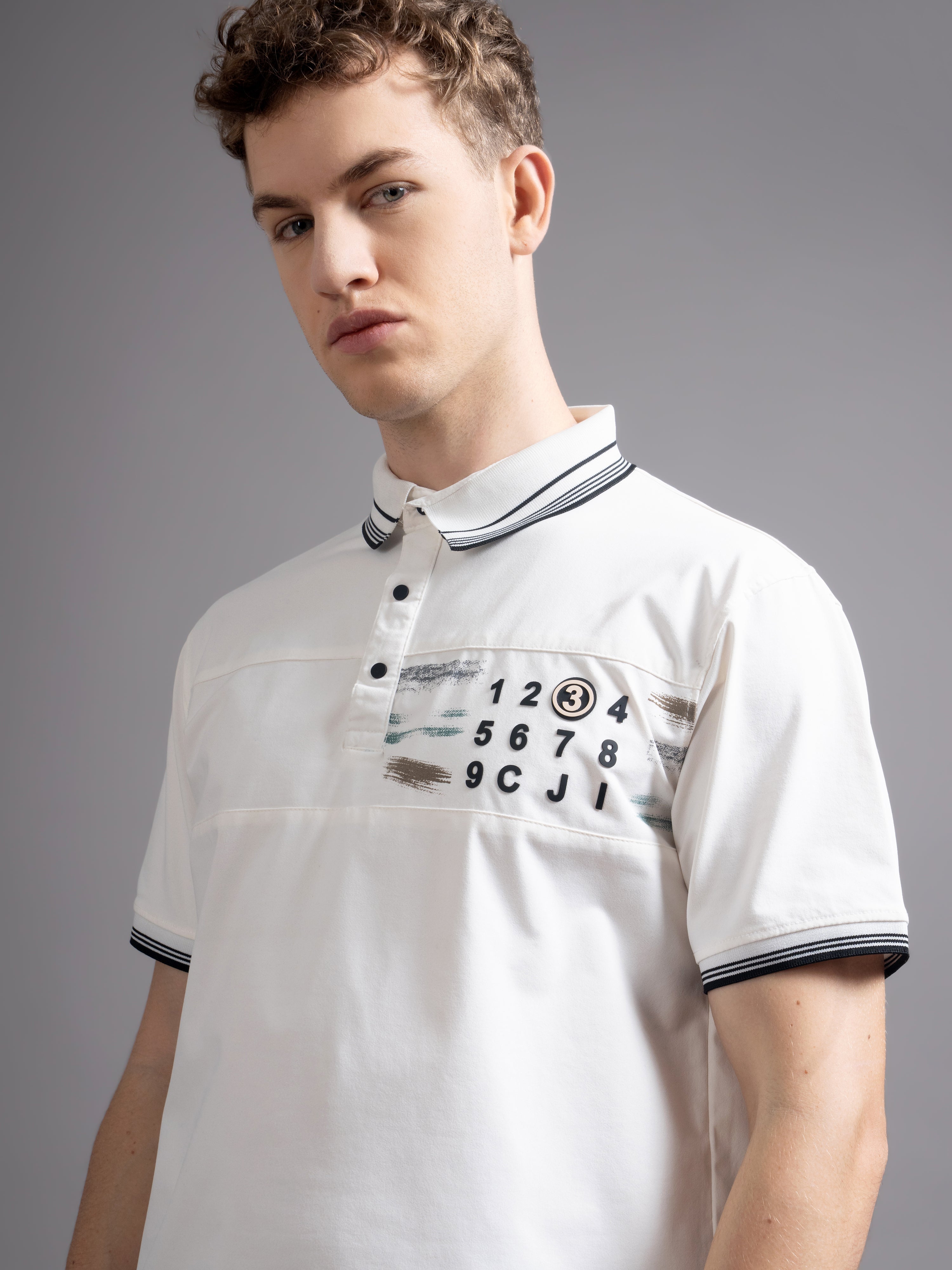 Men Calver White Polo T-Shirt