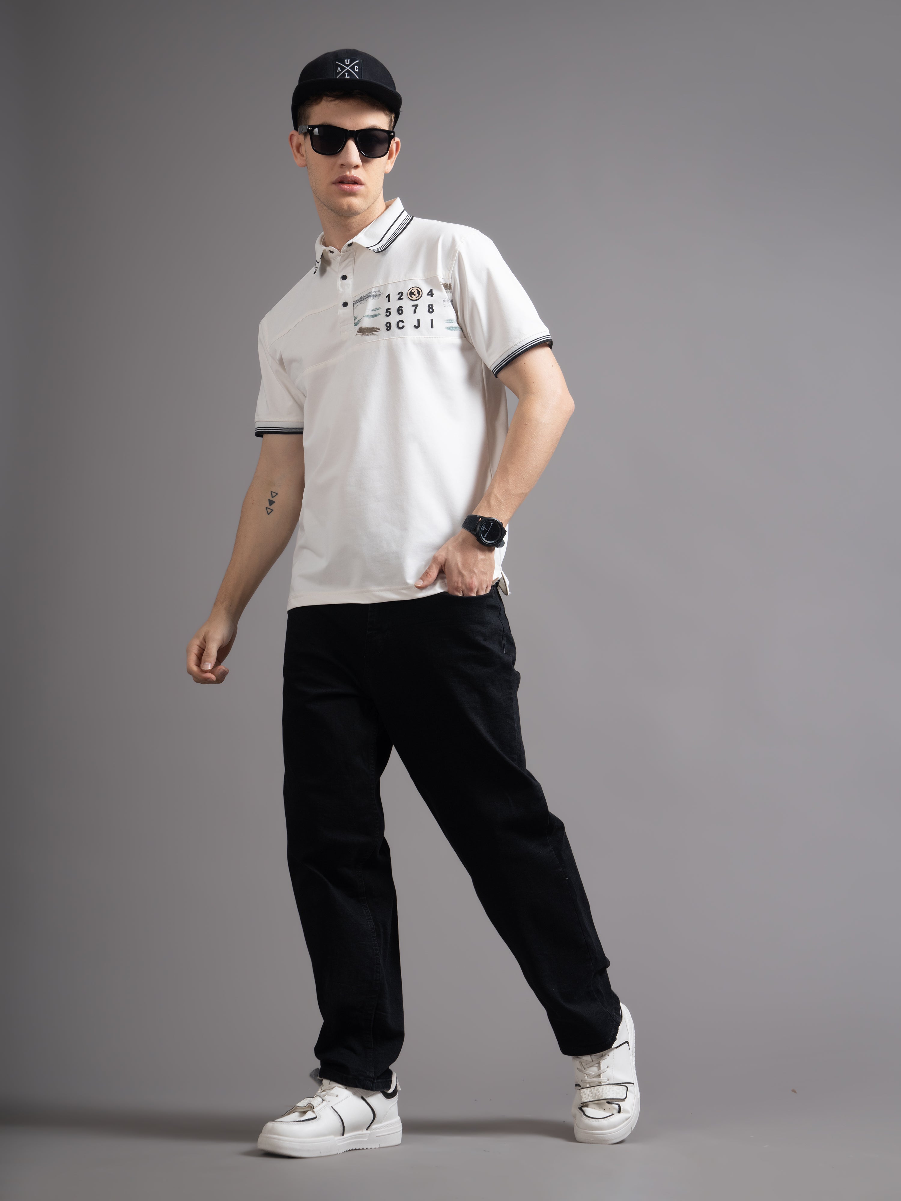 Men Duvont Black Knit Polo T-Shirt